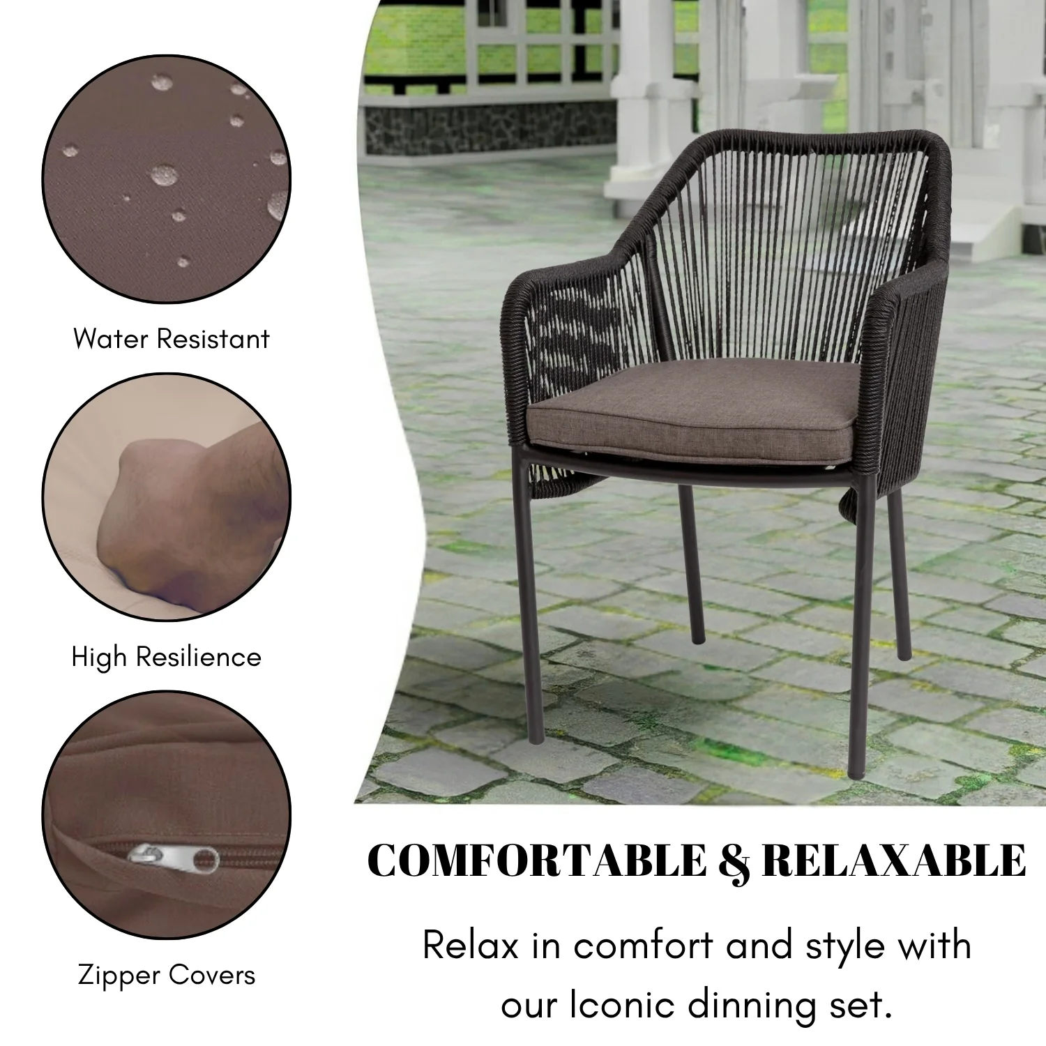 2-Piece Outdoor Rope Patio Dining Chairs - Image 6