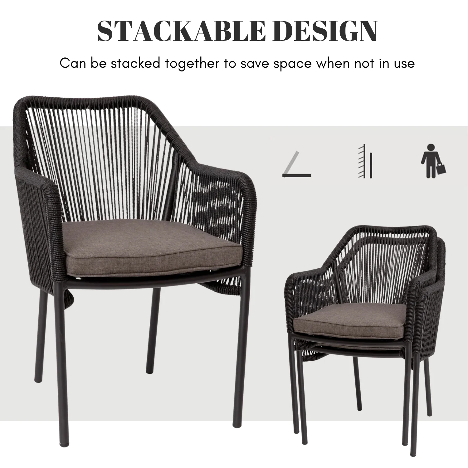 2-Piece Outdoor Rope Patio Dining Chairs - Image 7