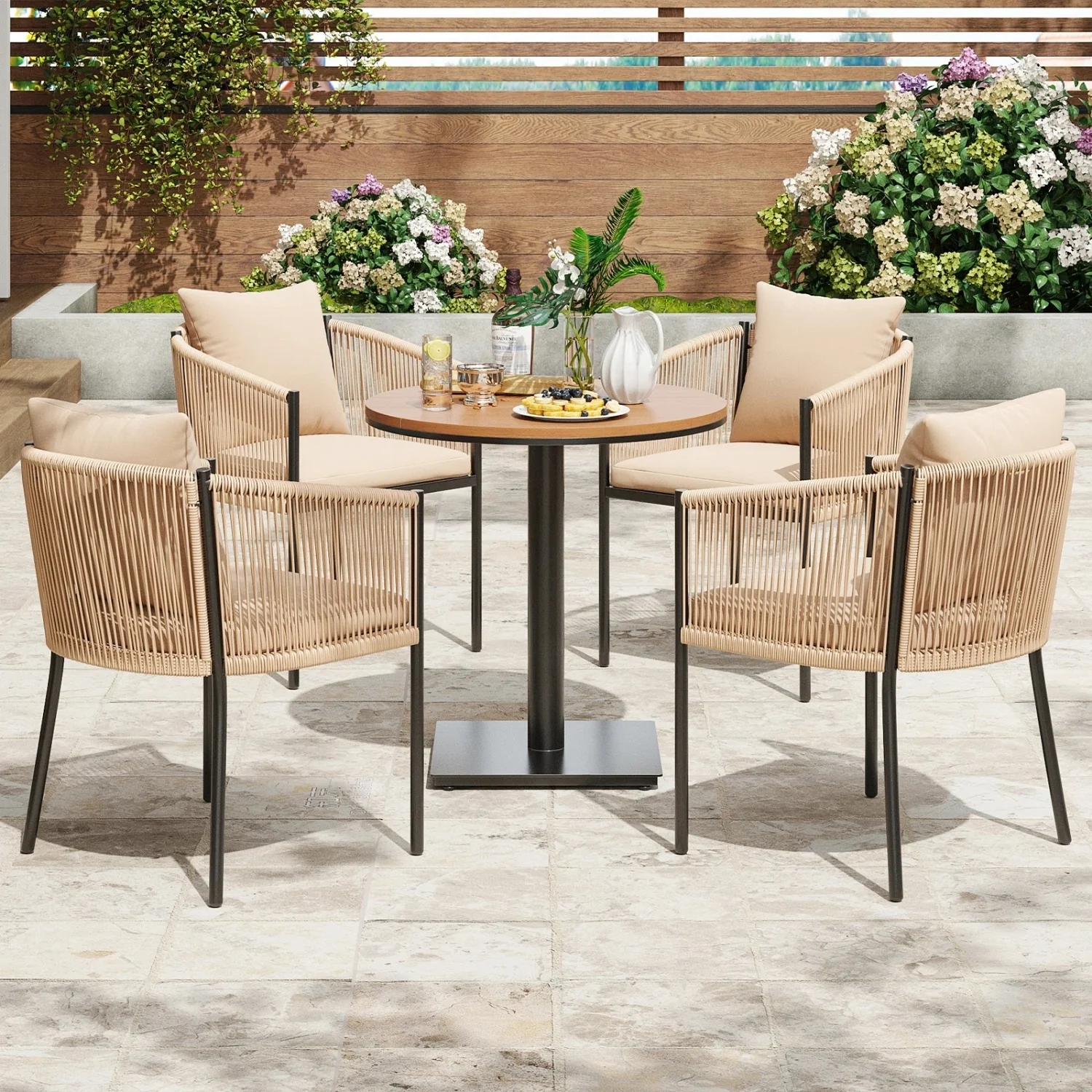 2-Piece Outdoor Rope Patio Dining Chairs - Image 8