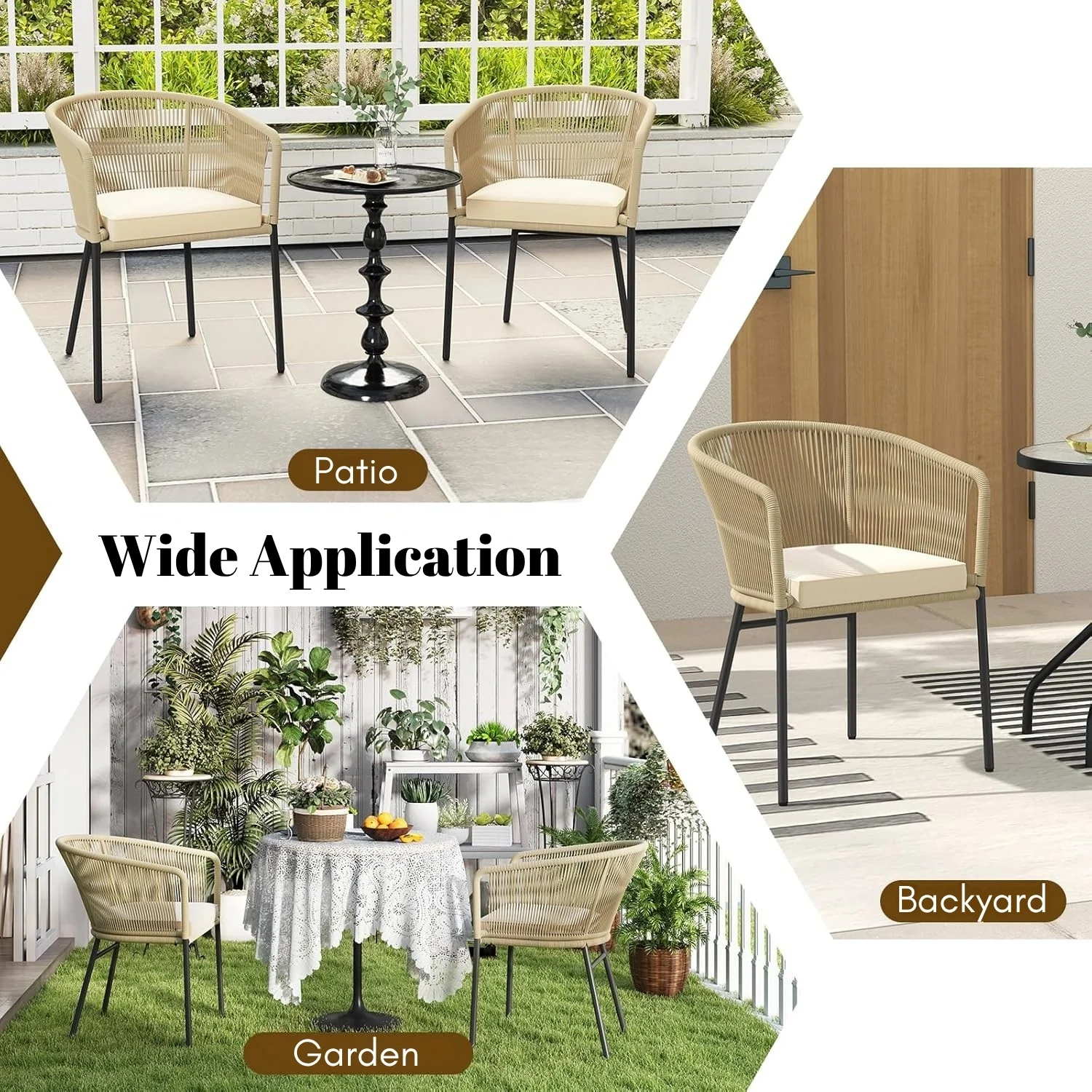 2-Piece Outdoor Rope Patio Dining Chairs - Image 7