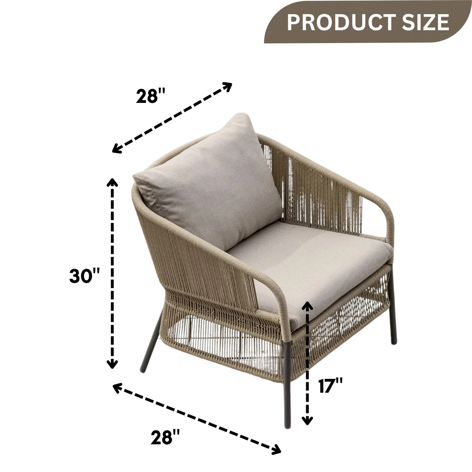 2-Piece Outdoor Rope Single Seater Sofa - Image 2