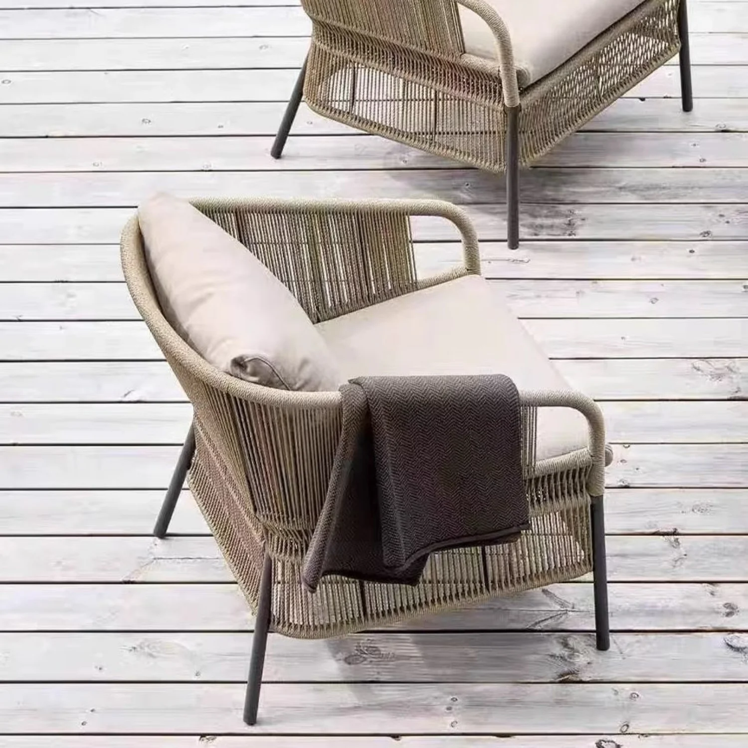 2-Piece Outdoor Rope Single Seater Sofa - Image 3