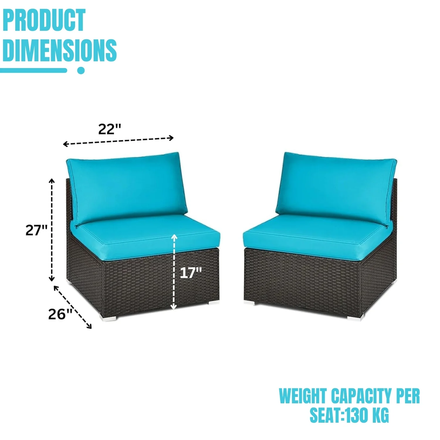 2-Piece Outdoor Wicker Armless Sofa - Image 2