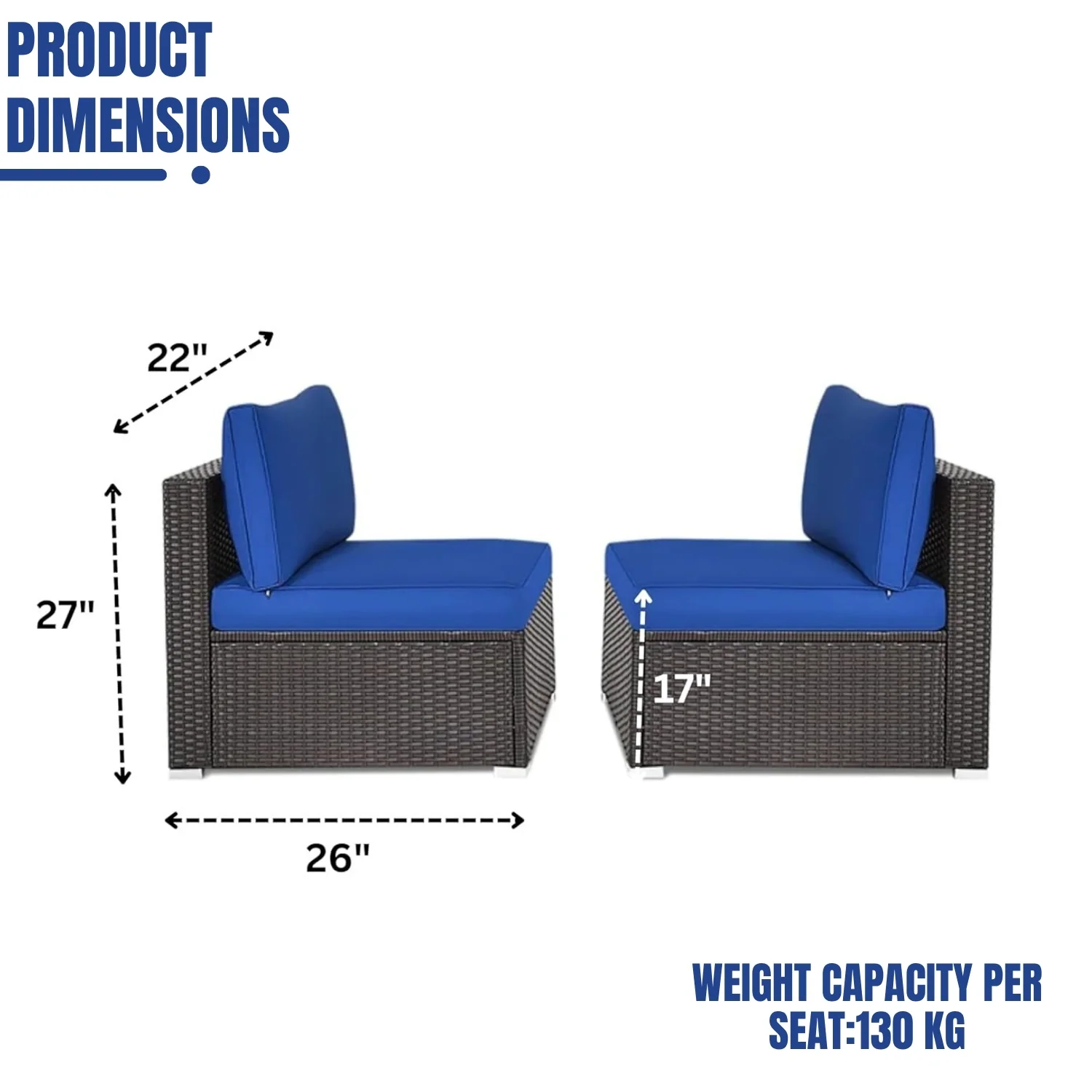 2-Piece Outdoor Wicker Armless Sofa - Image 2