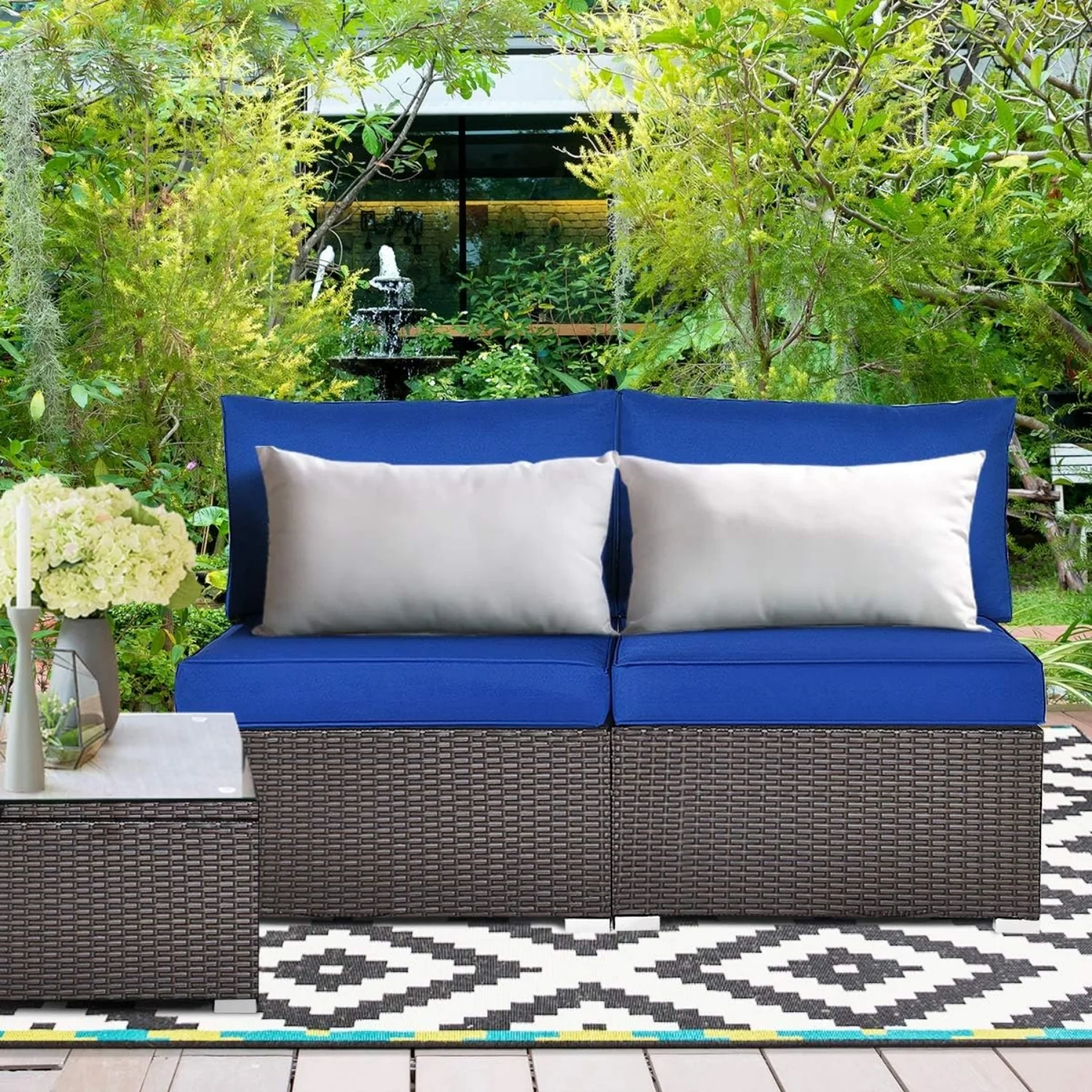 2-Piece Outdoor Wicker Armless Sofa - Image 7