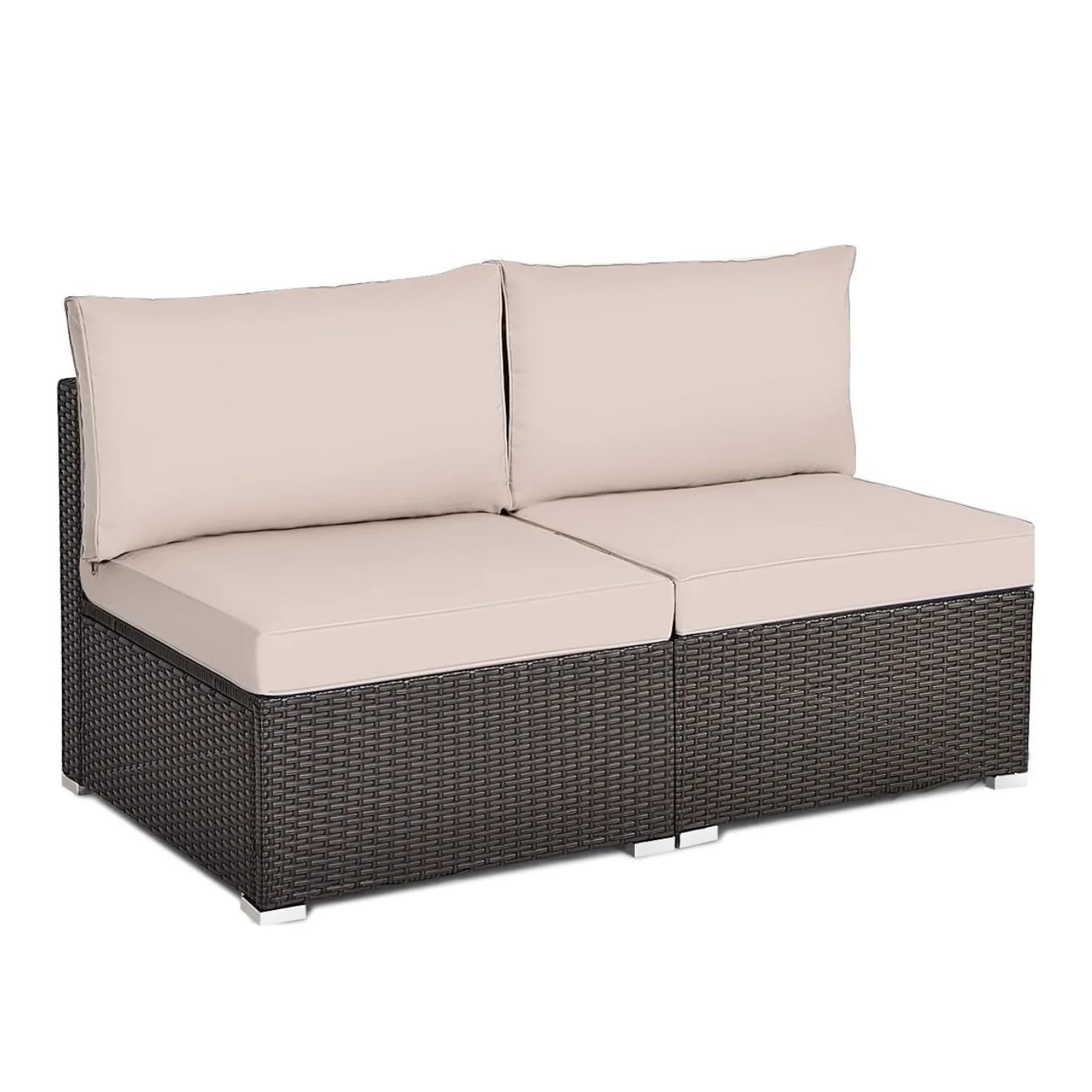 2-Piece Outdoor Wicker Armless Sofa - Image 3