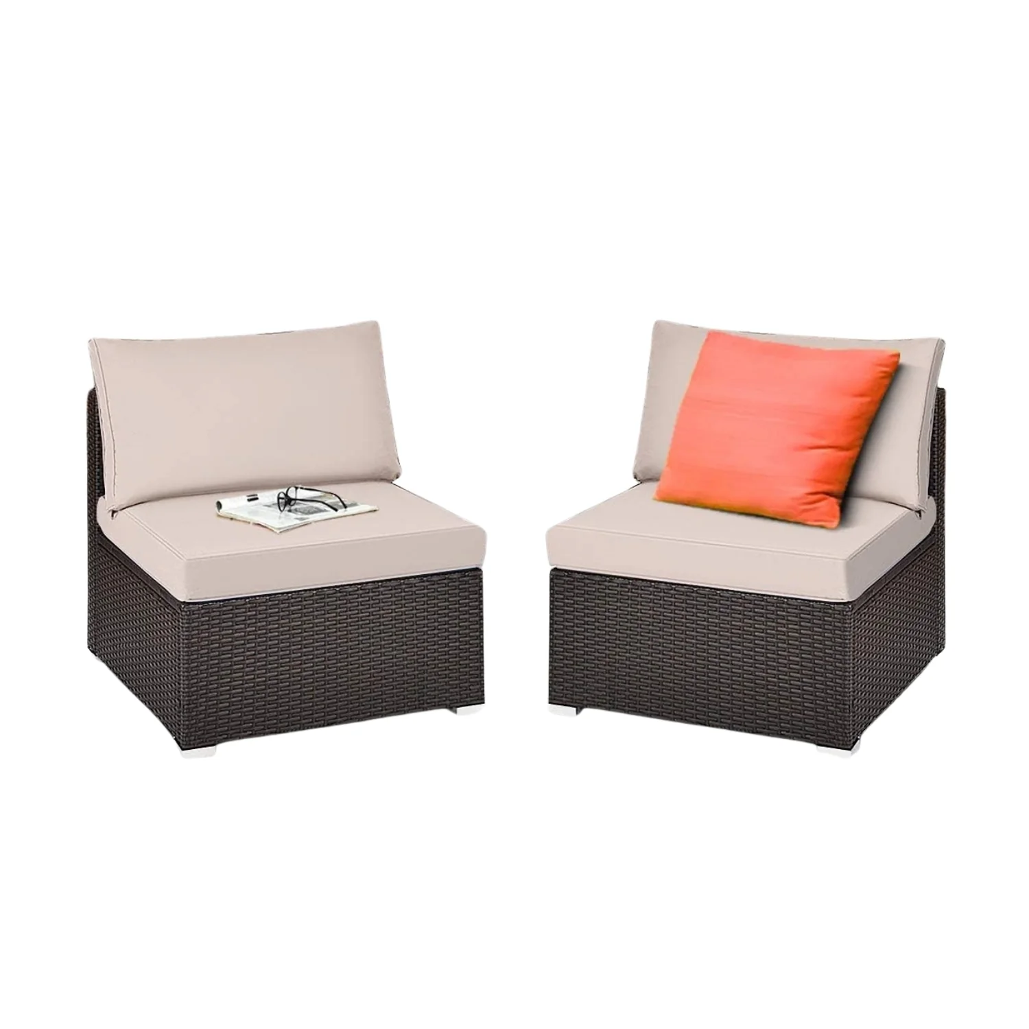 2-Piece Outdoor Wicker Armless Sofa - Image 4