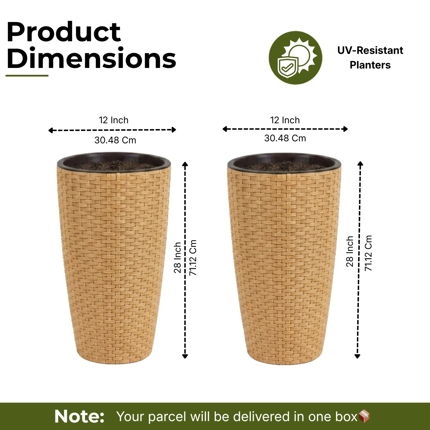 2-Piece Outdoor Wicker Planter Set (Beige) - Image 2