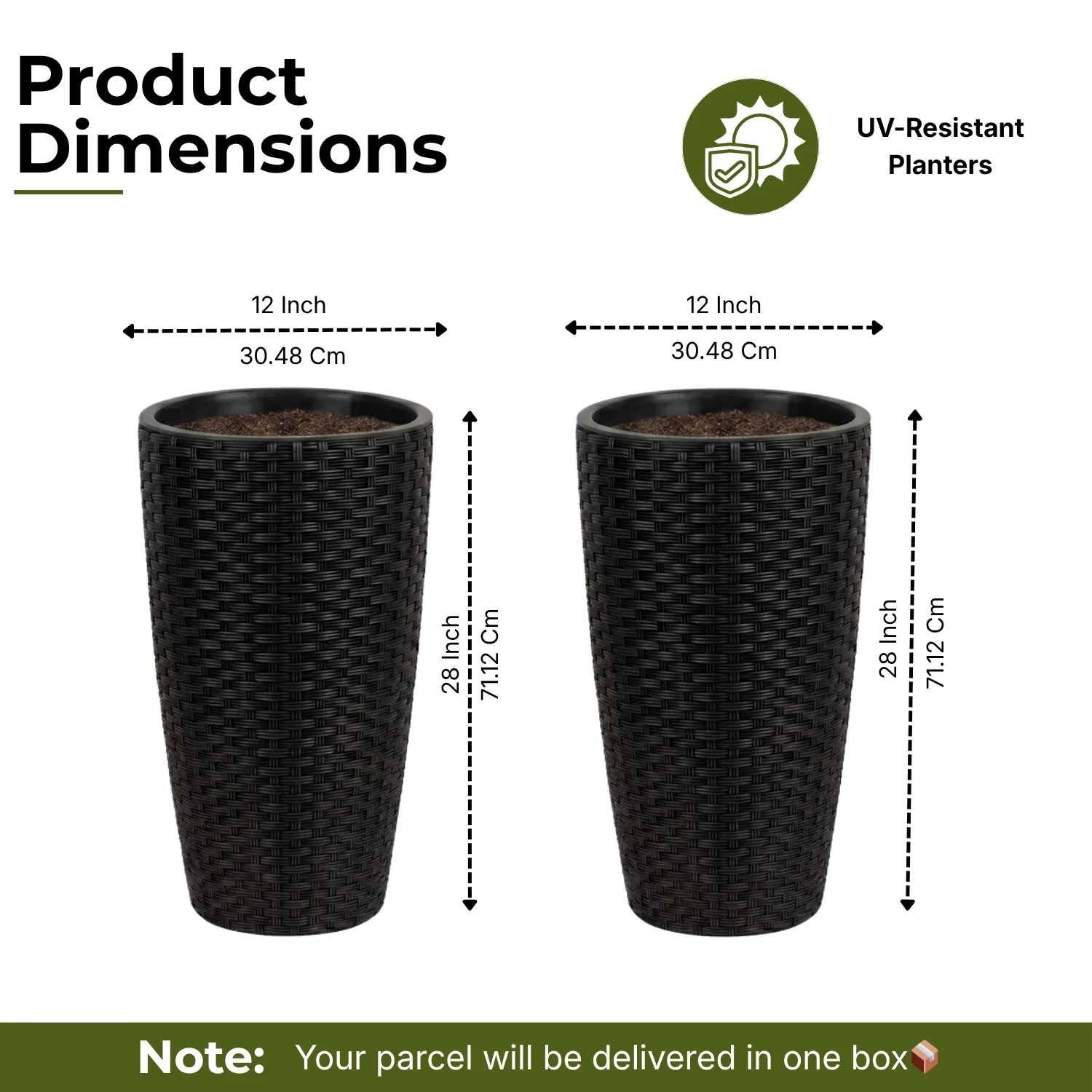 2-Piece Outdoor Wicker Planter Set (Black) - Image 2