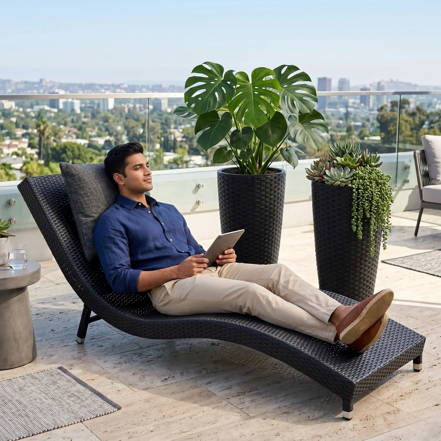 2-Piece Outdoor Wicker Planter Set (Black) - Image 7