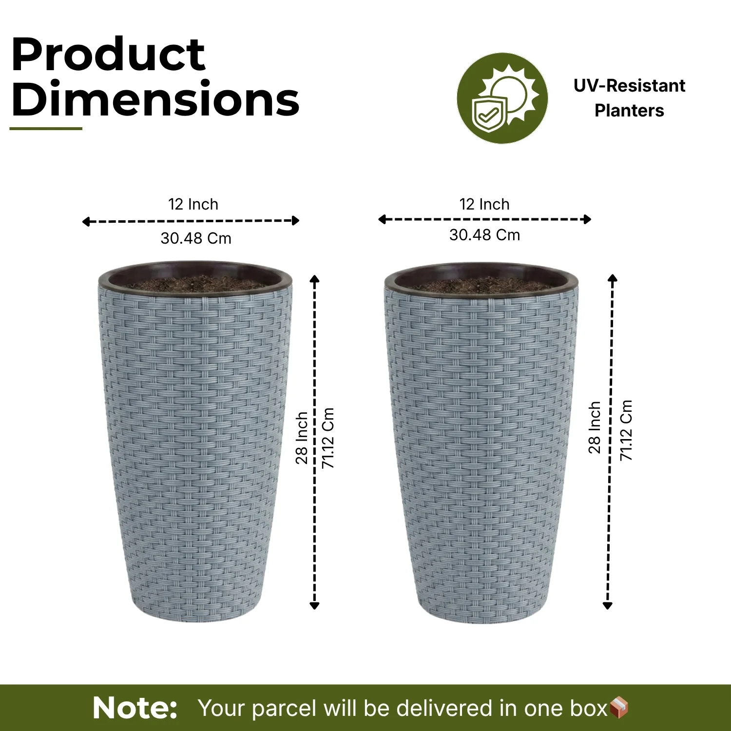 2-Piece Outdoor Wicker Planter Set (Silver Grey) - Image 2