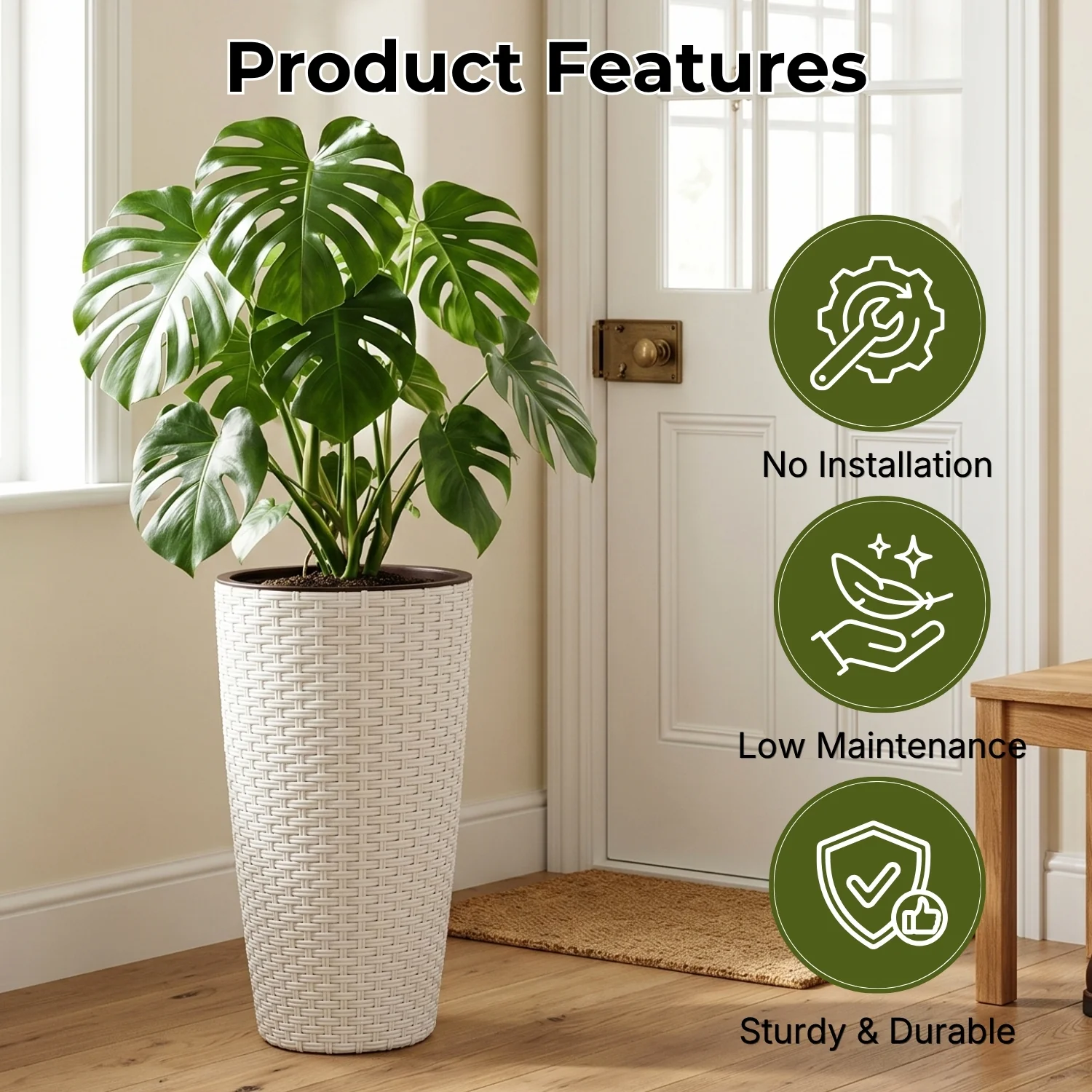 2-Piece Outdoor Wicker Planter Set (White) - Image 4