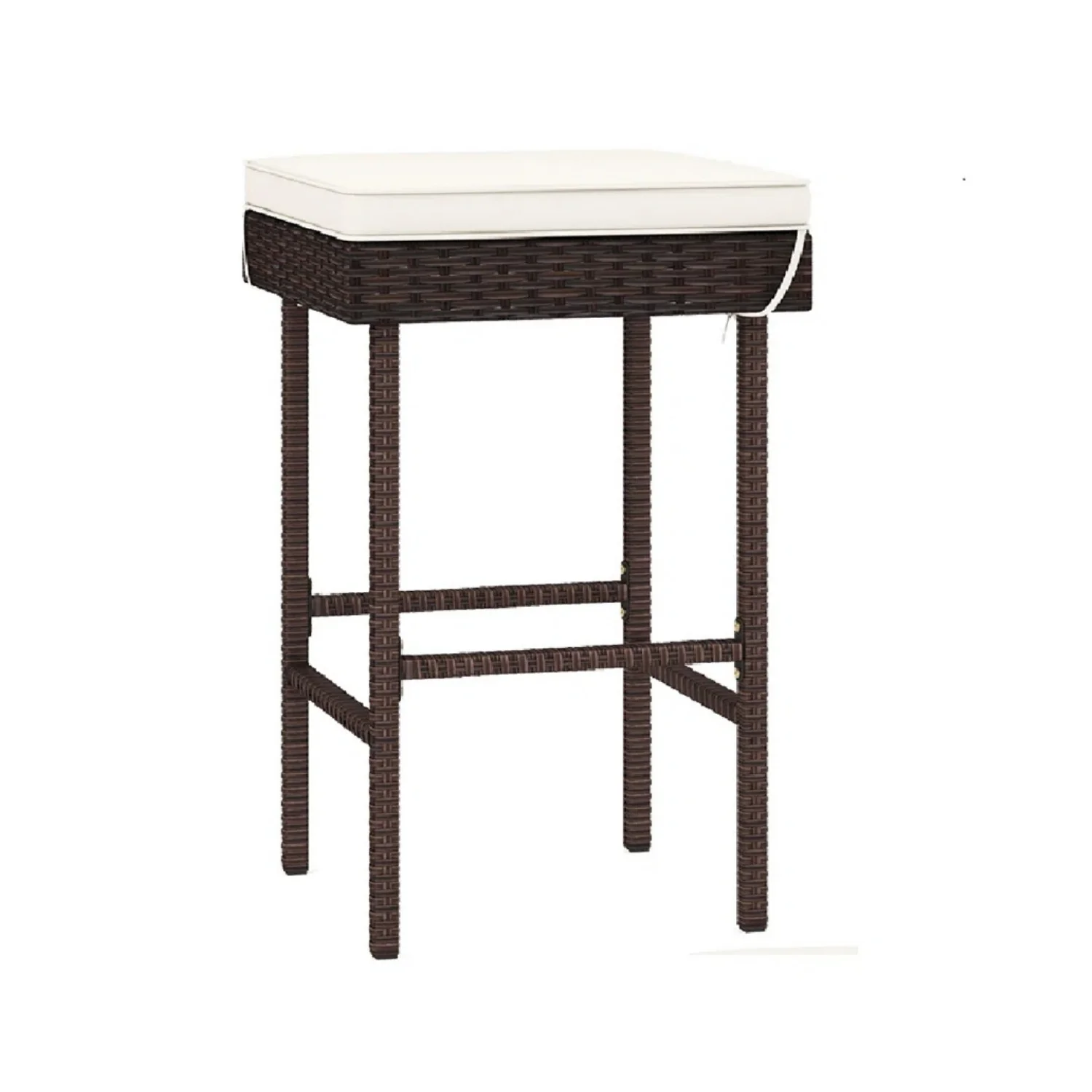 2-Piece Rattan Wicker Patio Bar Stools - Image 3