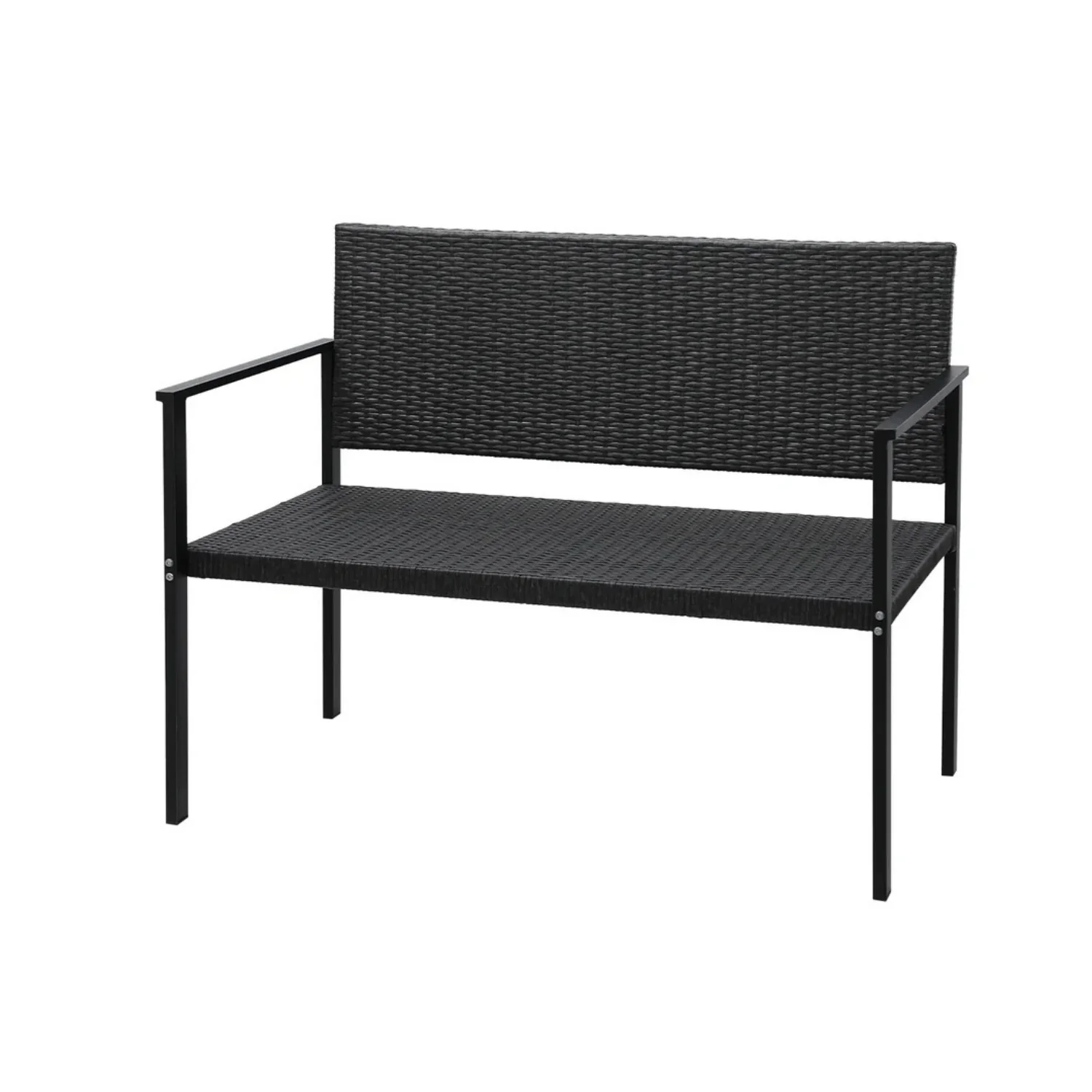 2-Seater Outdoor Garden Rattan Bench With Metal Frames - Image 6