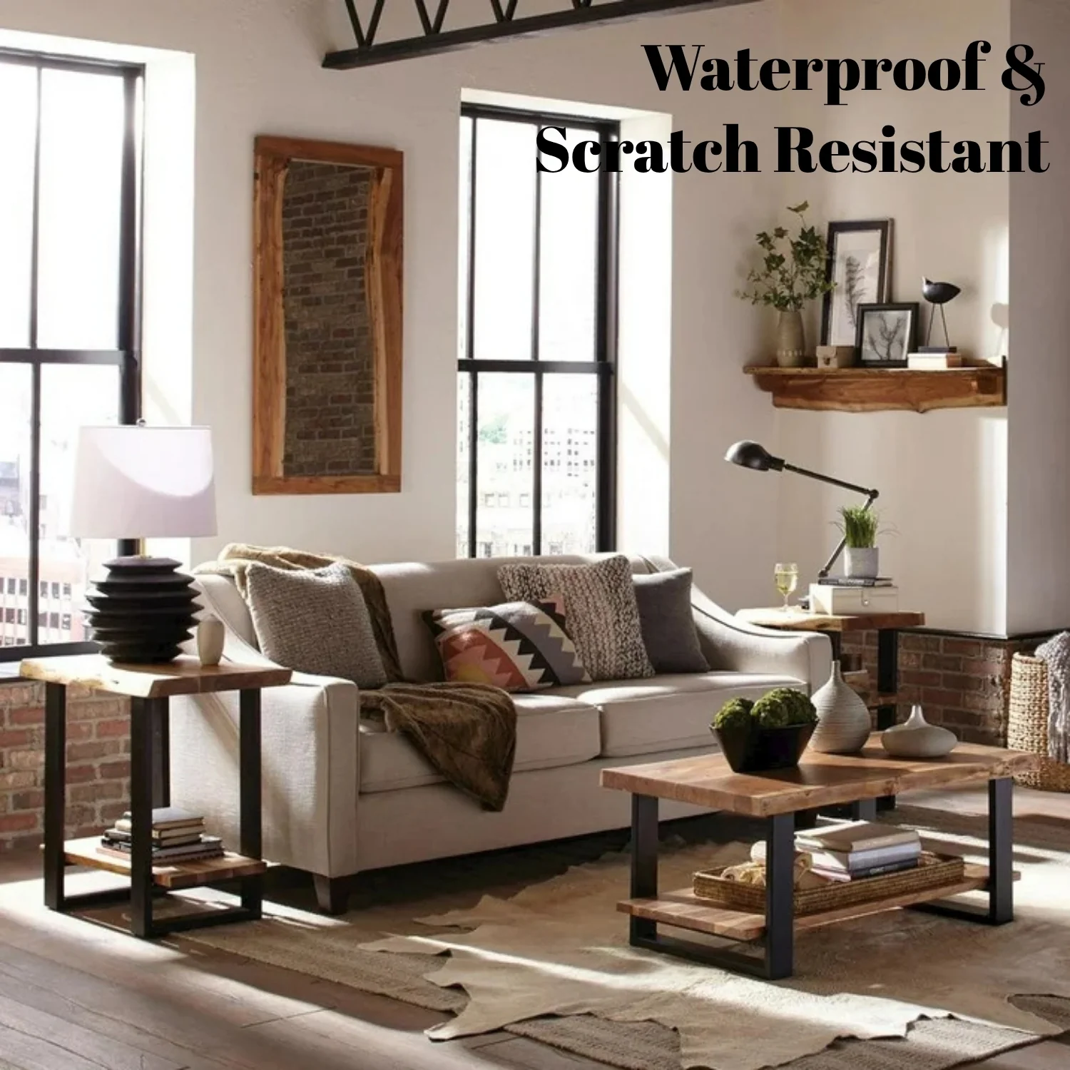 2-Tier Natural Wood Top Center Table - Image 4