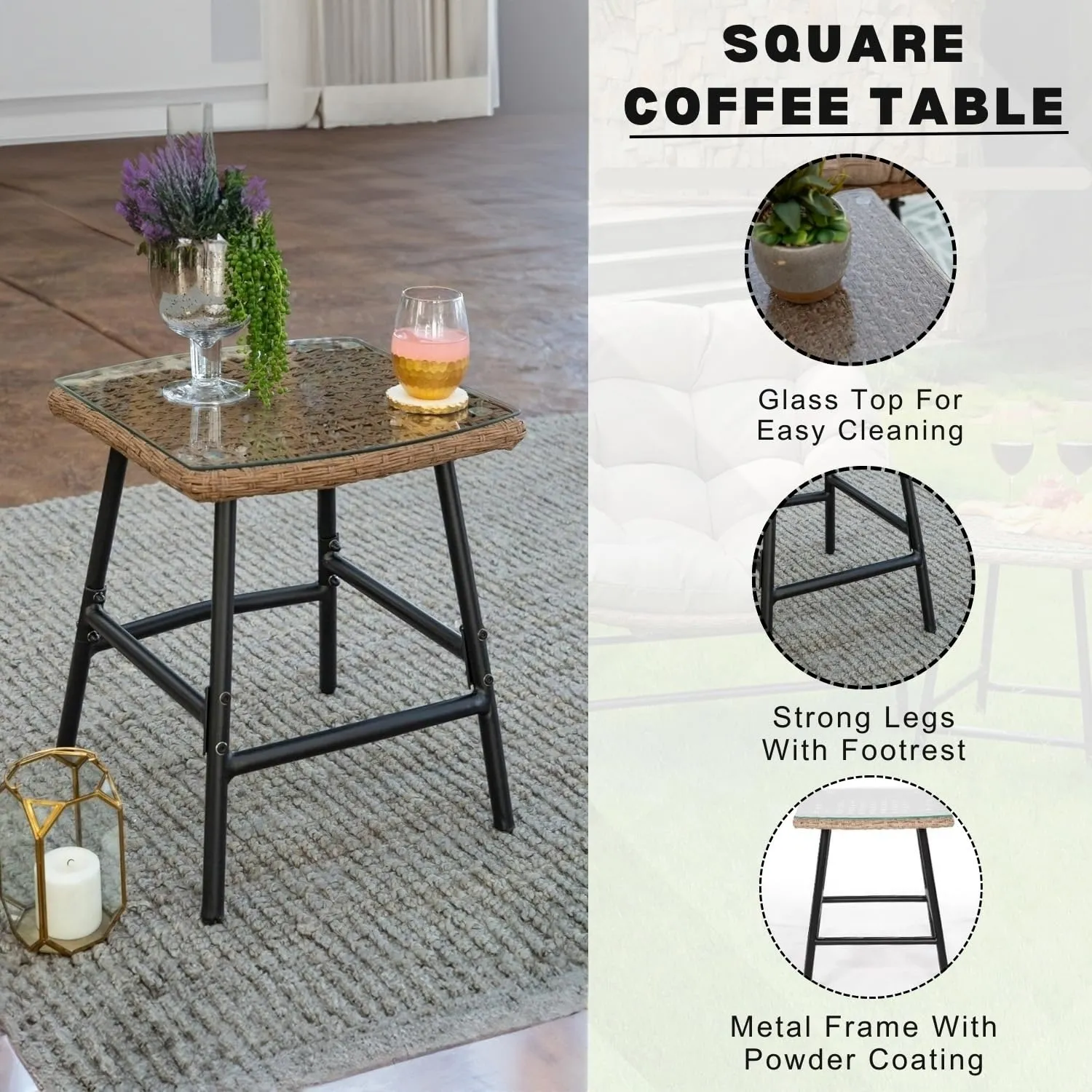 3 Piece Garden Outdoor Patio Furniture Set - Image 6