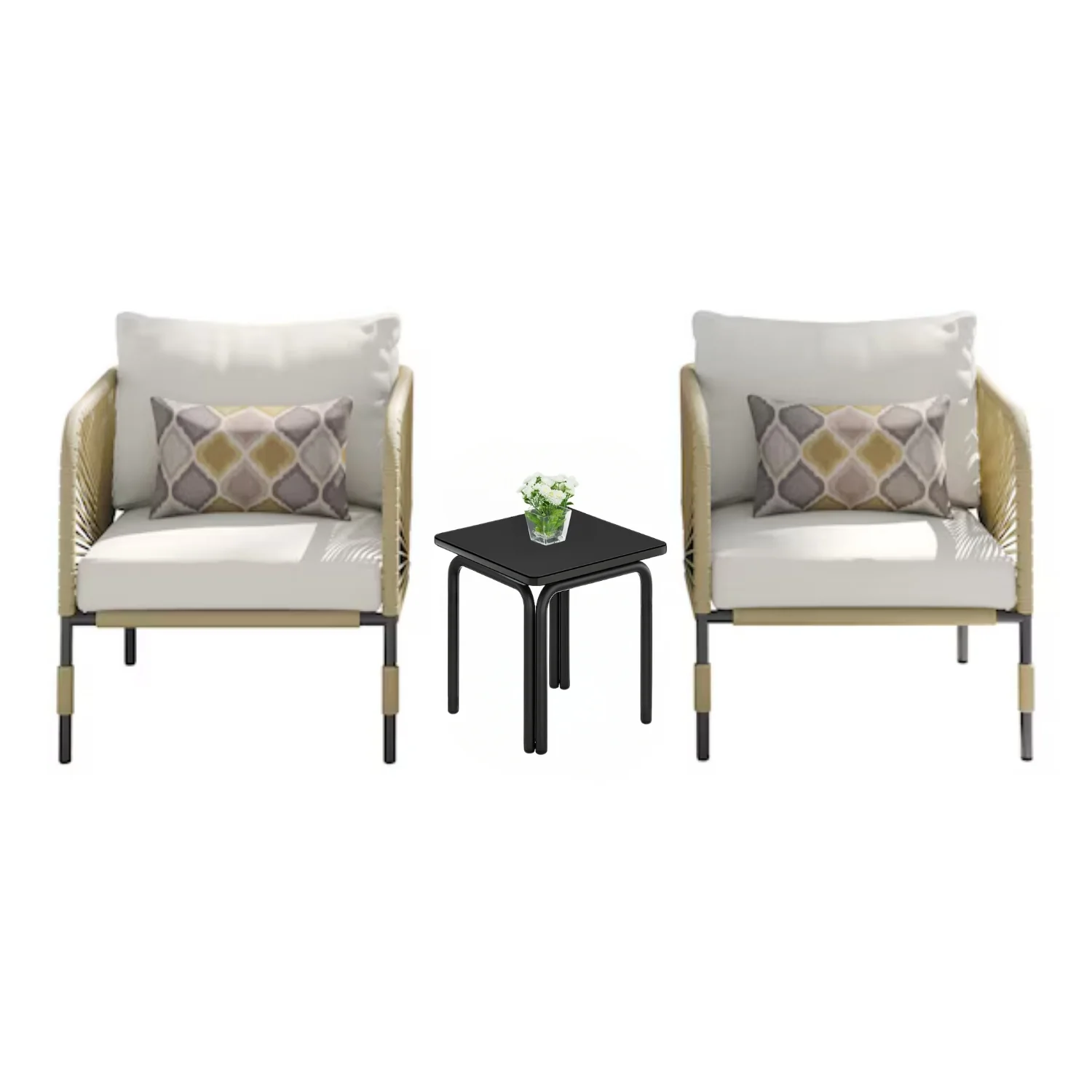 3 Piece Garden Outdoor Rope Patio Set - Image 4
