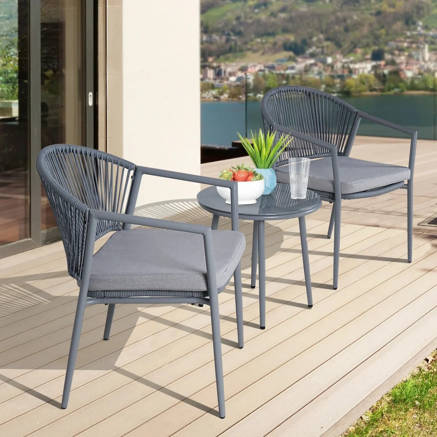 3 Piece Garden Outdoor Rope Patio Set - Image 4
