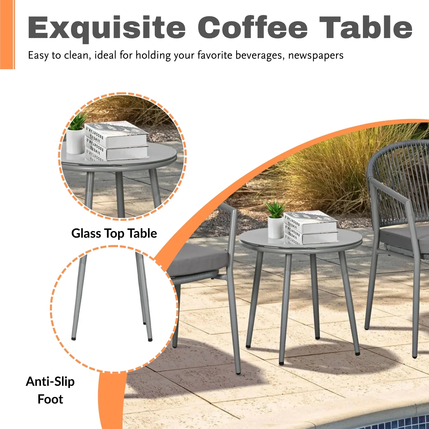 3 Piece Garden Outdoor Rope Patio Set - Image 7