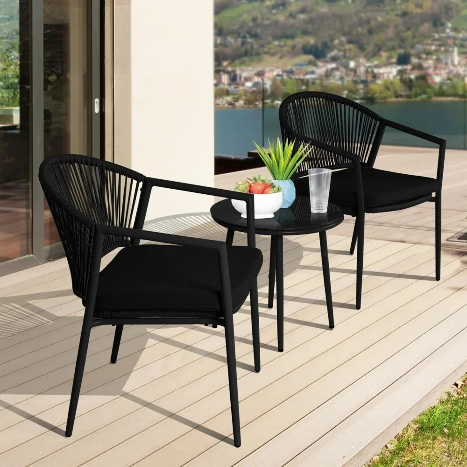 3 Piece Garden Outdoor Rope Patio Set - Image 3