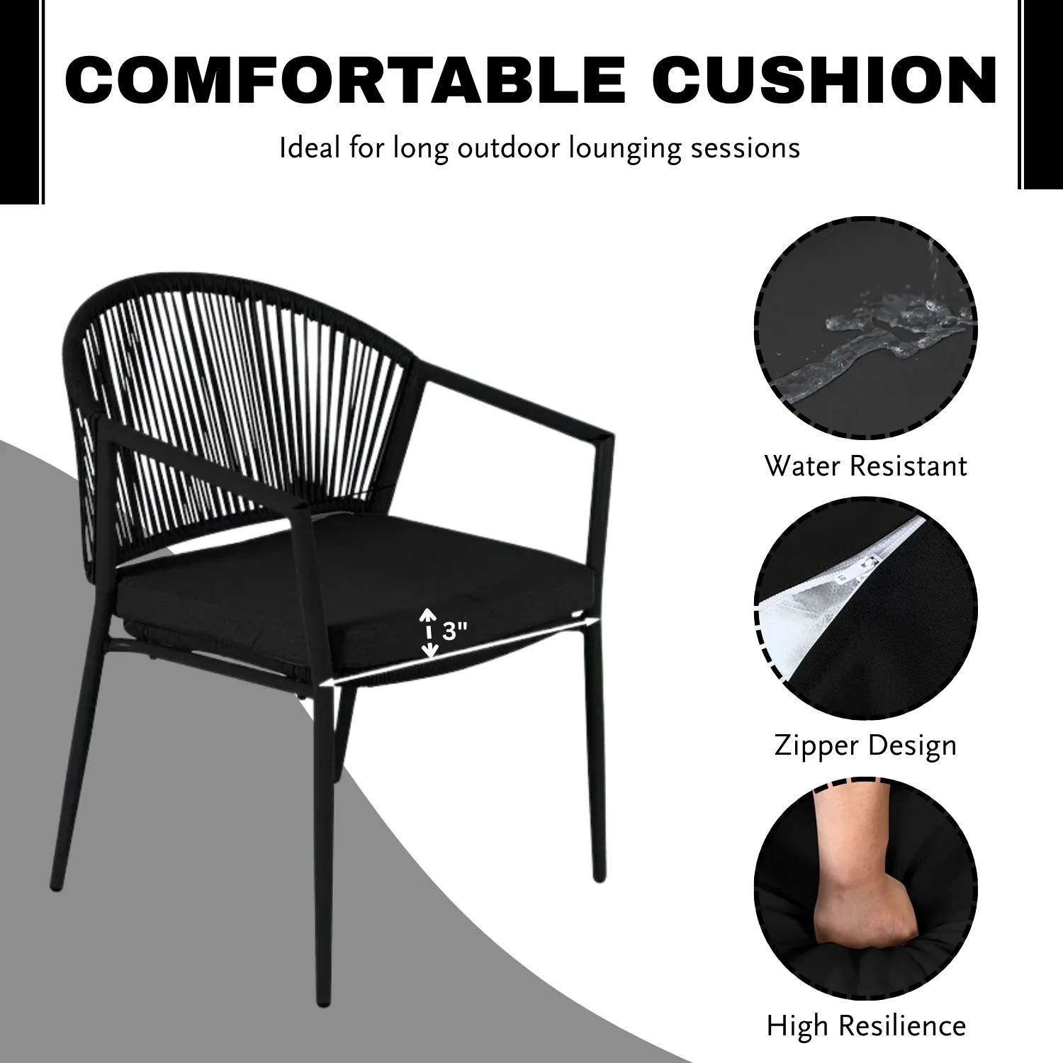 3 Piece Garden Outdoor Rope Patio Set - Image 5