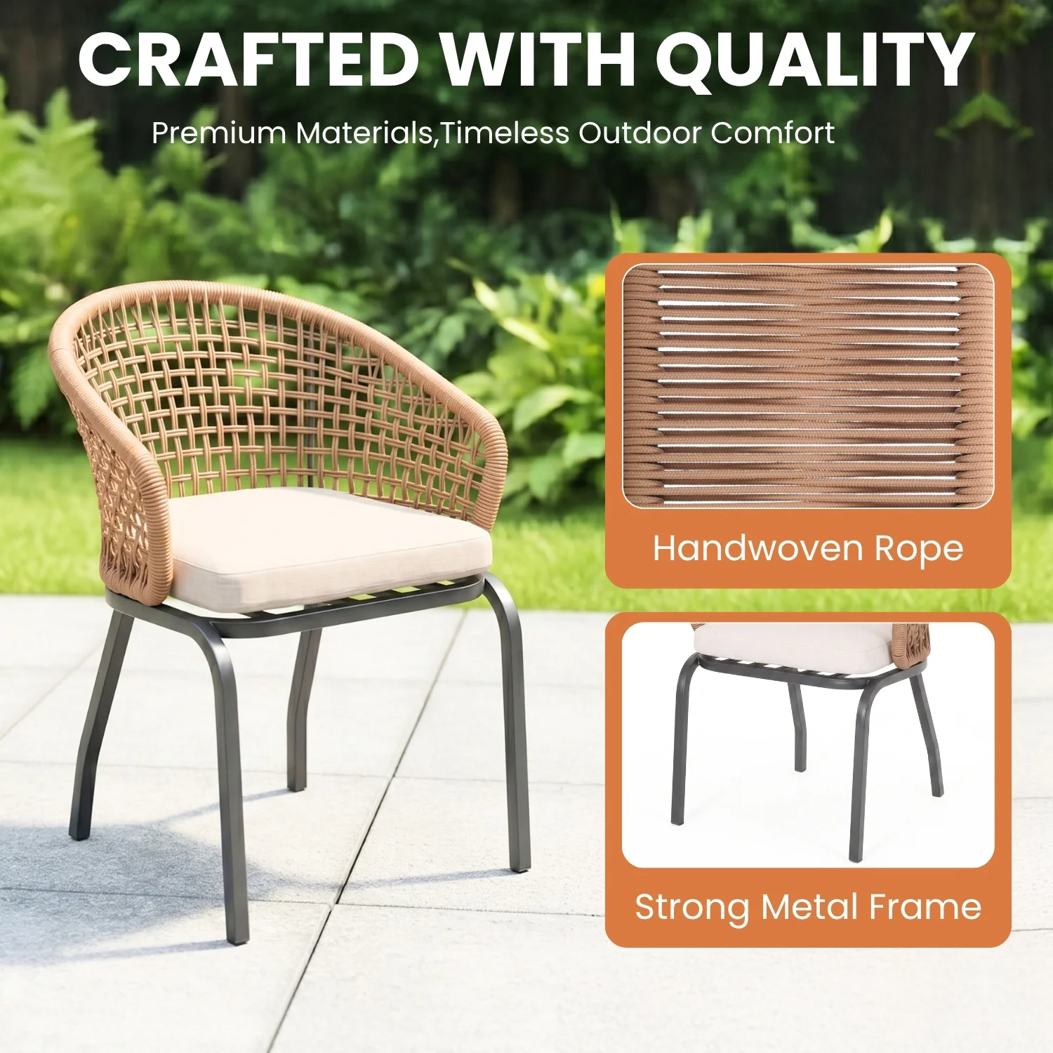3 Piece Garden Outdoor Rope Patio Set - Image 3