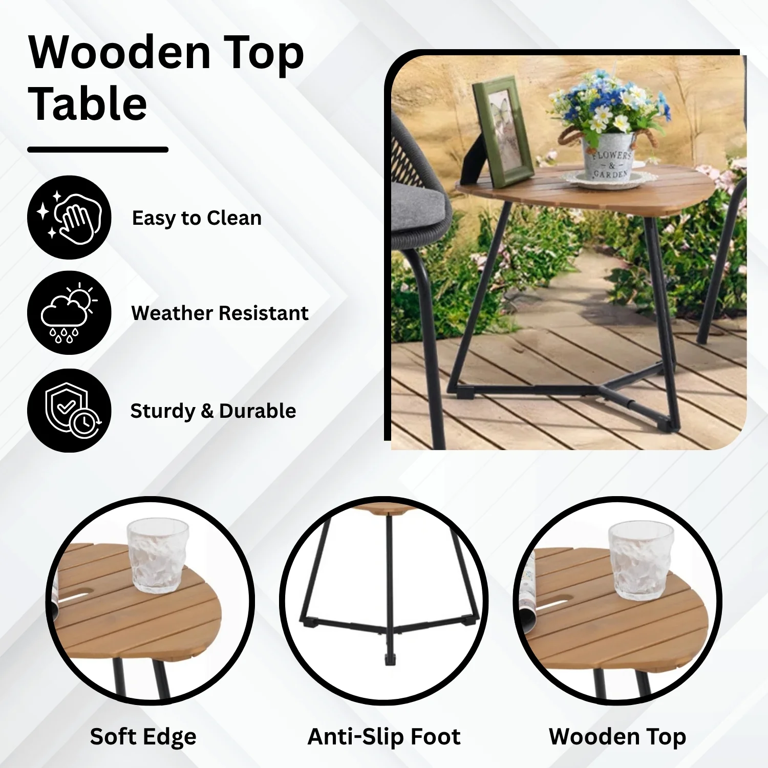3 Piece Garden Outdoor Rope Patio Set - Image 6