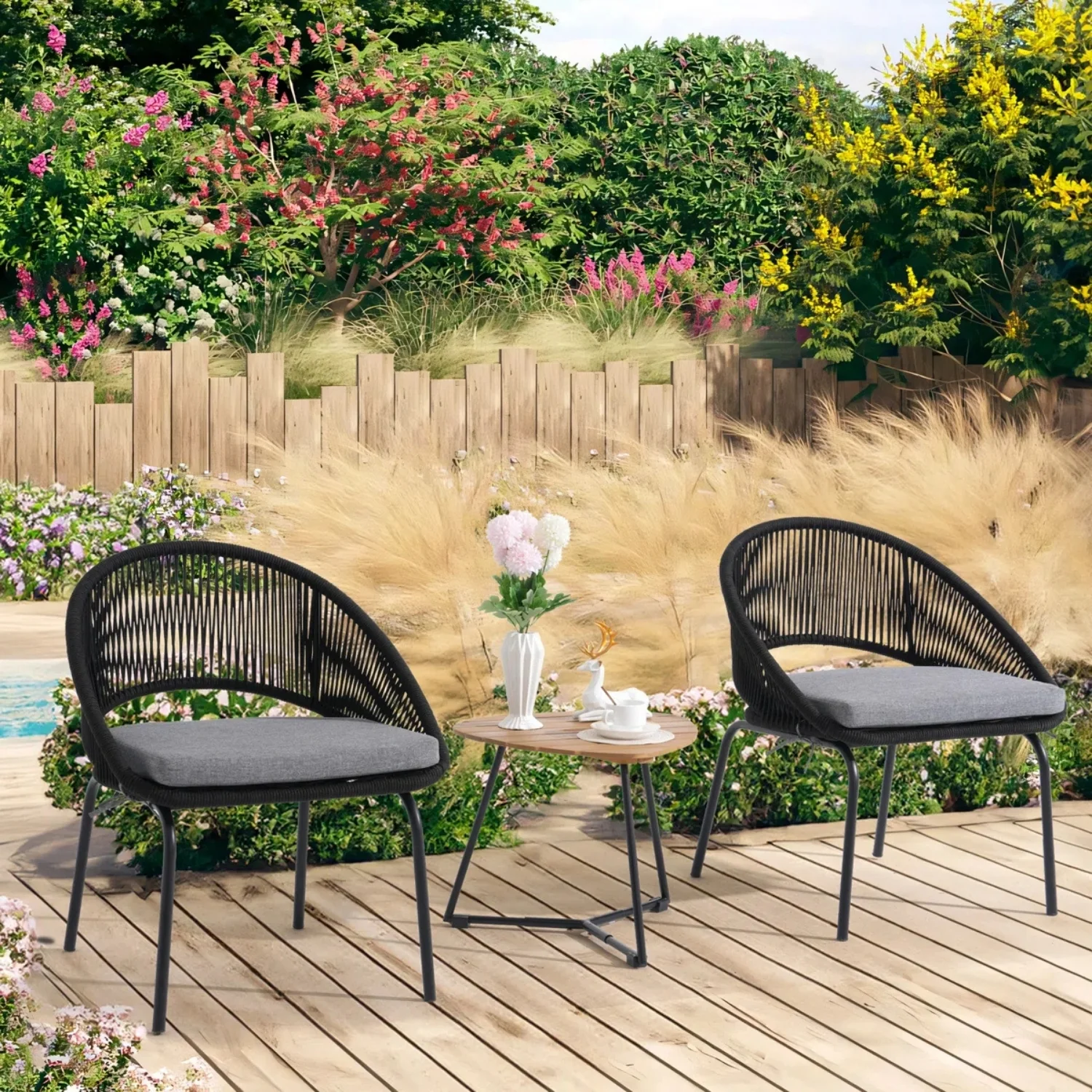 3 Piece Garden Outdoor Rope Patio Set - Image 8