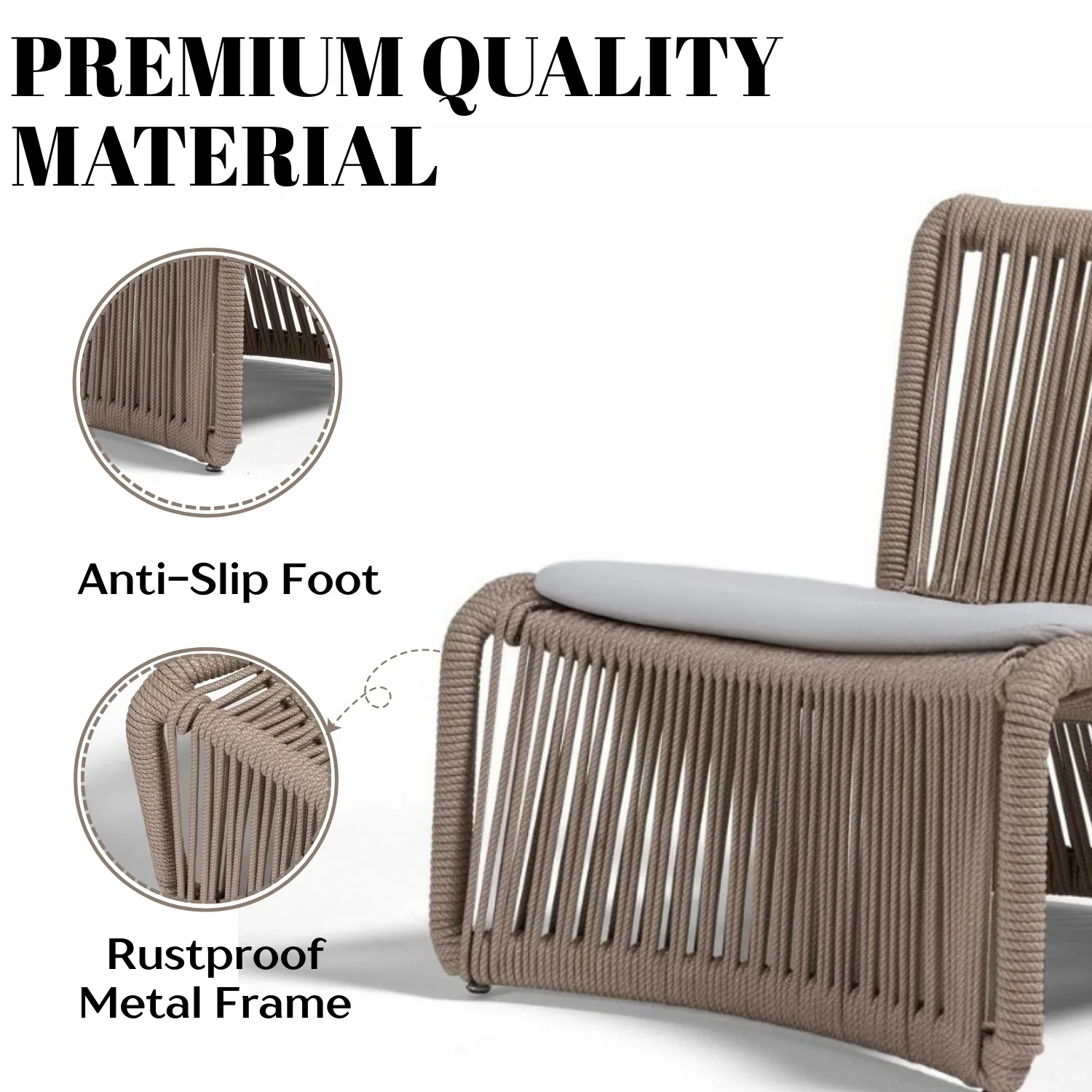3-Piece Outdoor Beige Rope Patio Set - Image 7