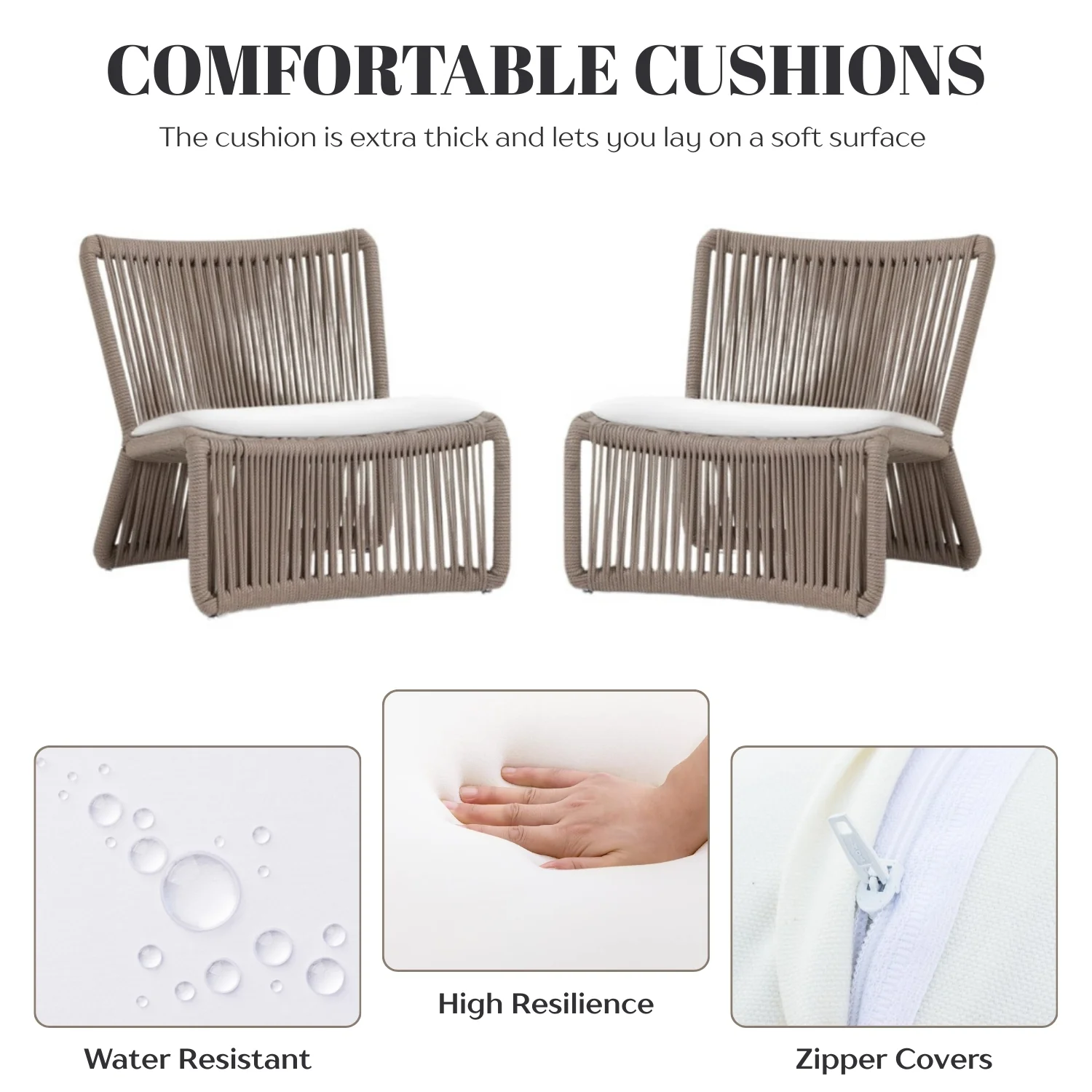 3-Piece Outdoor Beige Rope Patio Set - Image 9