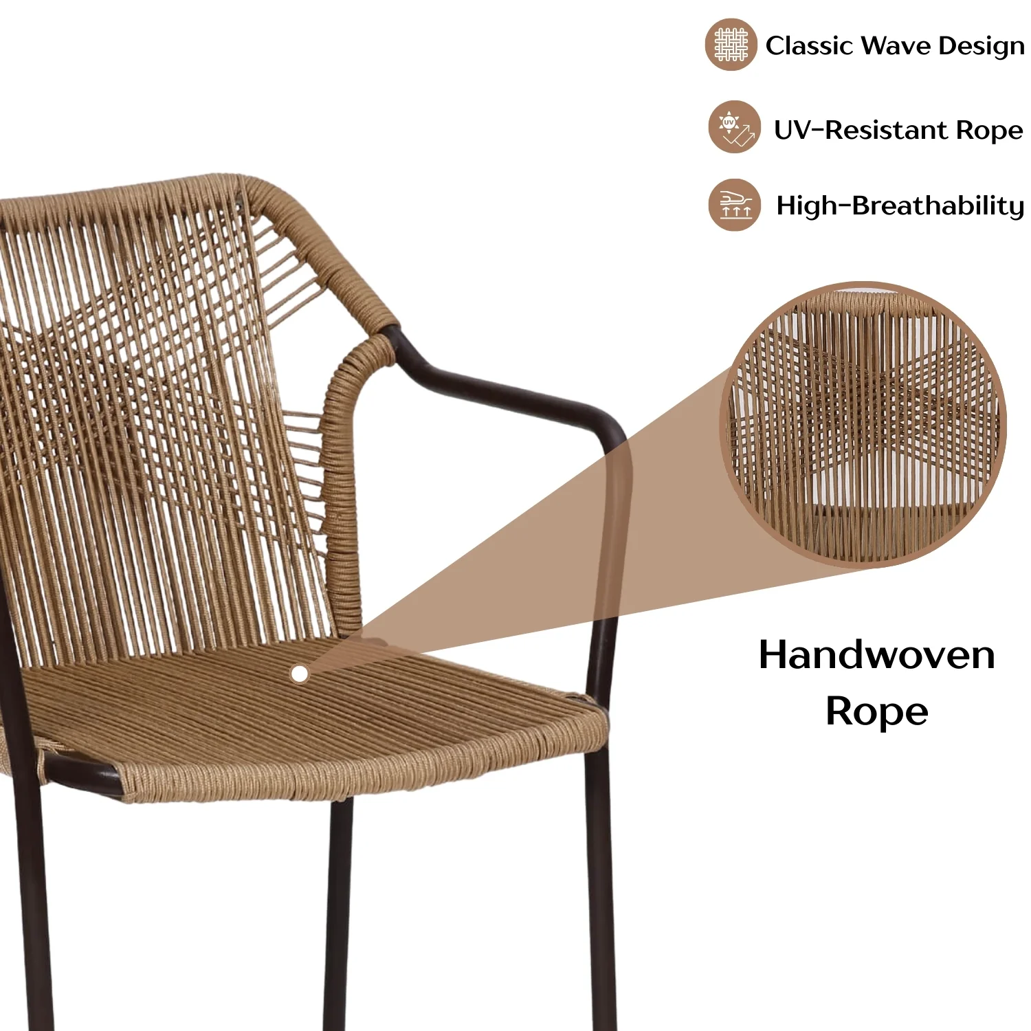 3-Piece Outdoor Beige Rope Patio Set - Image 5