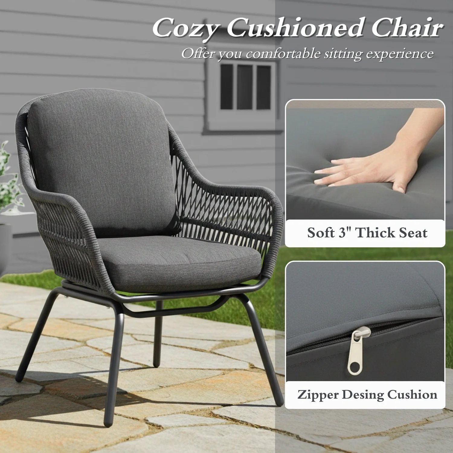 3 Piece Outdoor Rope Patio Set - Image 3