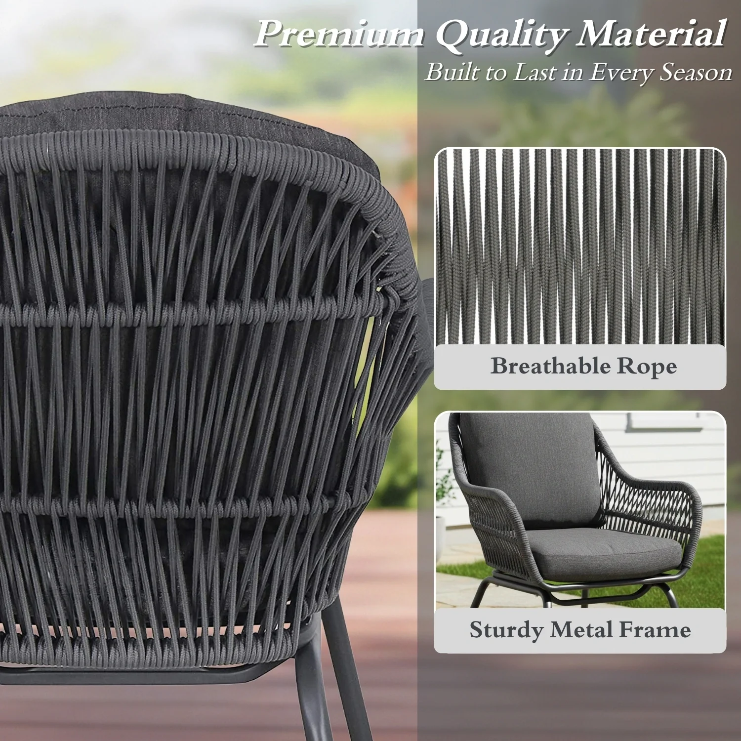 3 Piece Outdoor Rope Patio Set - Image 4