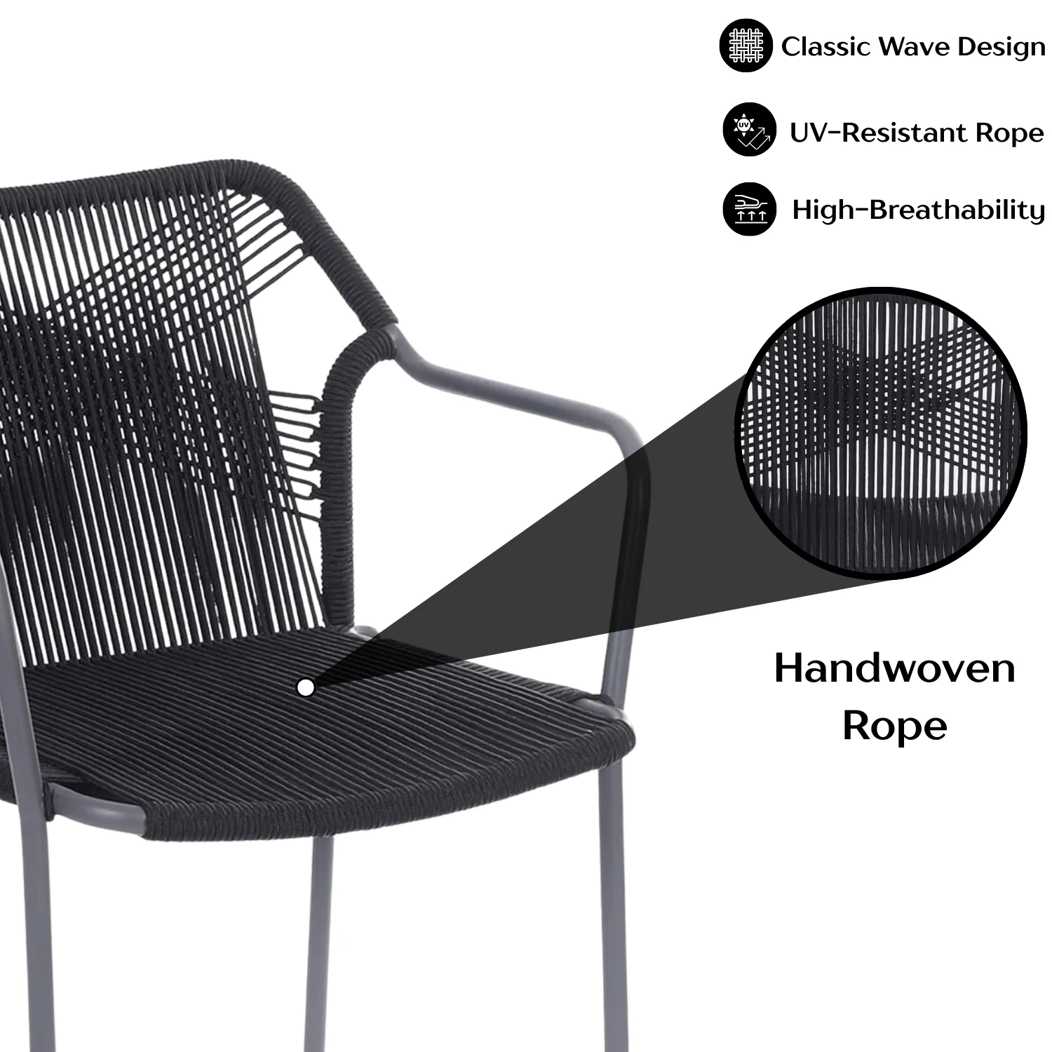 3-Piece Outdoor Grey Rope Patio Set - Image 6