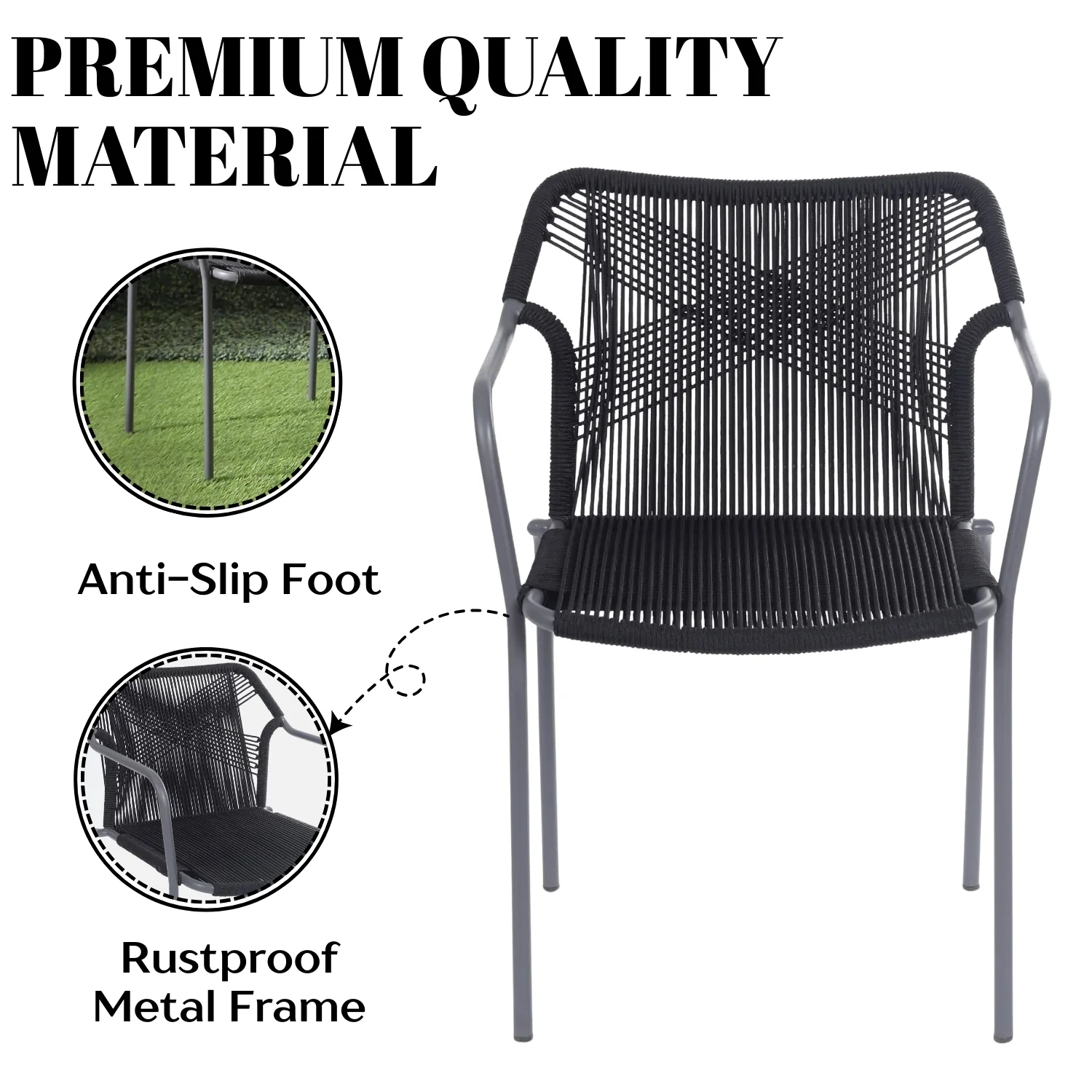 3-Piece Outdoor Grey Rope Patio Set - Image 7