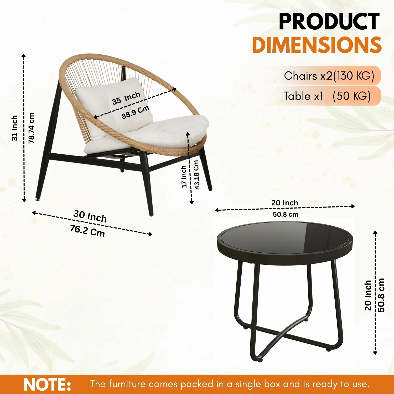 3-Piece Outdoor Patio Bistro Set - Image 2
