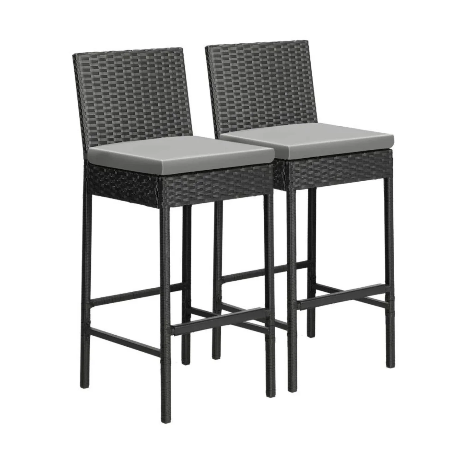 3-Piece Outdoor Rattan Wicker Bar Set with Glass Top Table - Image 11