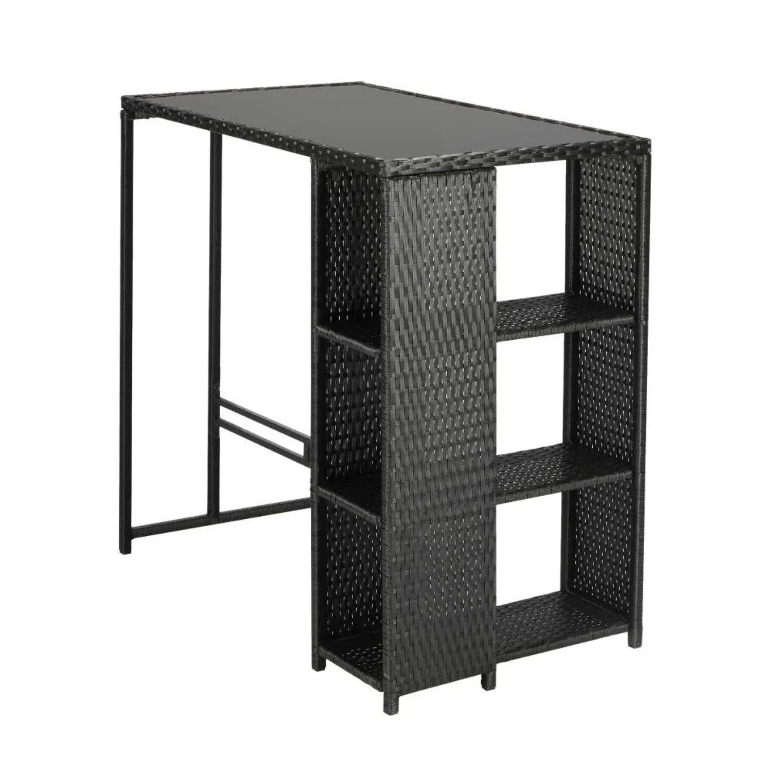 3-Piece Outdoor Rattan Wicker Bar Set with Glass Top Table - Image 12