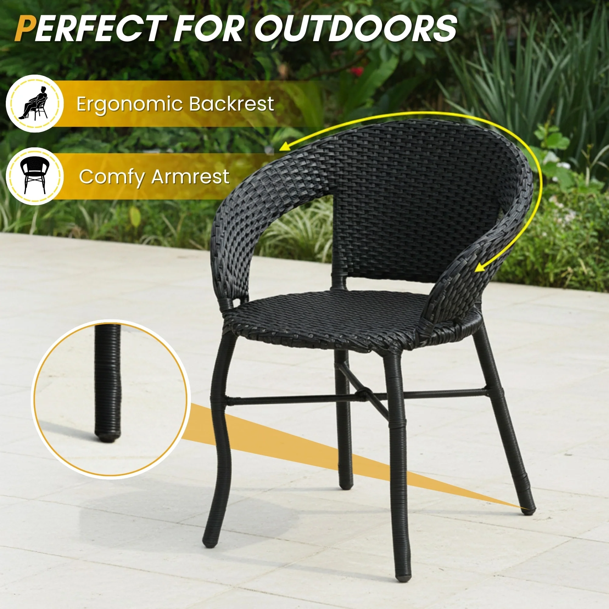 5-Piece Outdoor Rattan Wicker Patio Bistro Set - Image 4