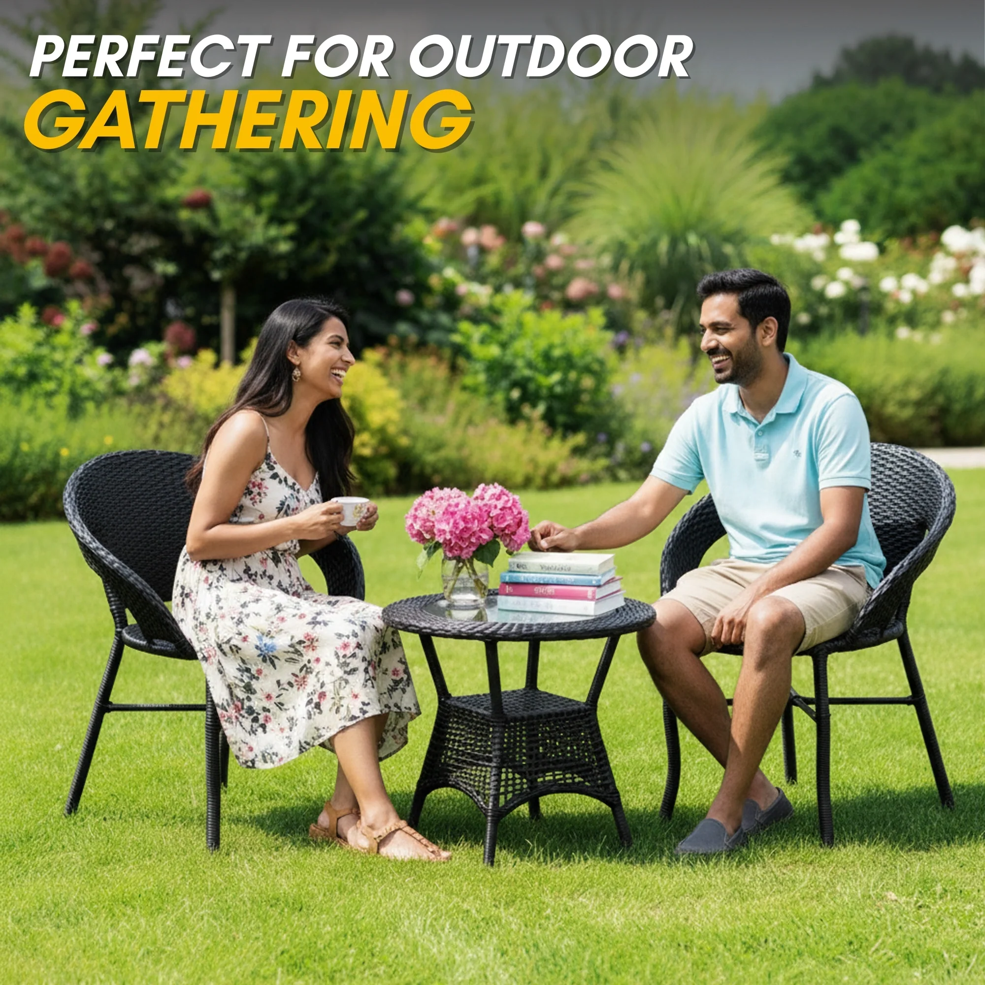 3-Piece Outdoor Rattan Wicker Patio Bistro Set - Image 7