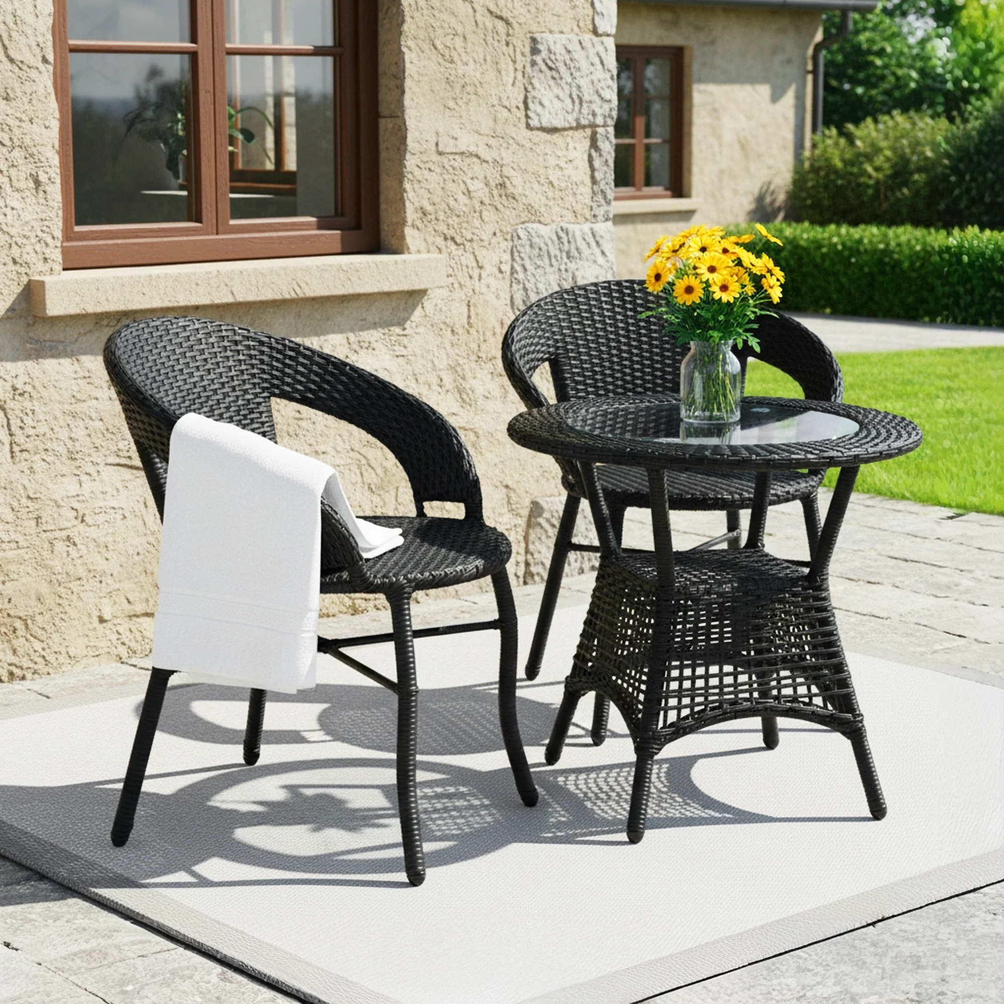 3-Piece Outdoor Rattan Wicker Patio Bistro Set - Image 8