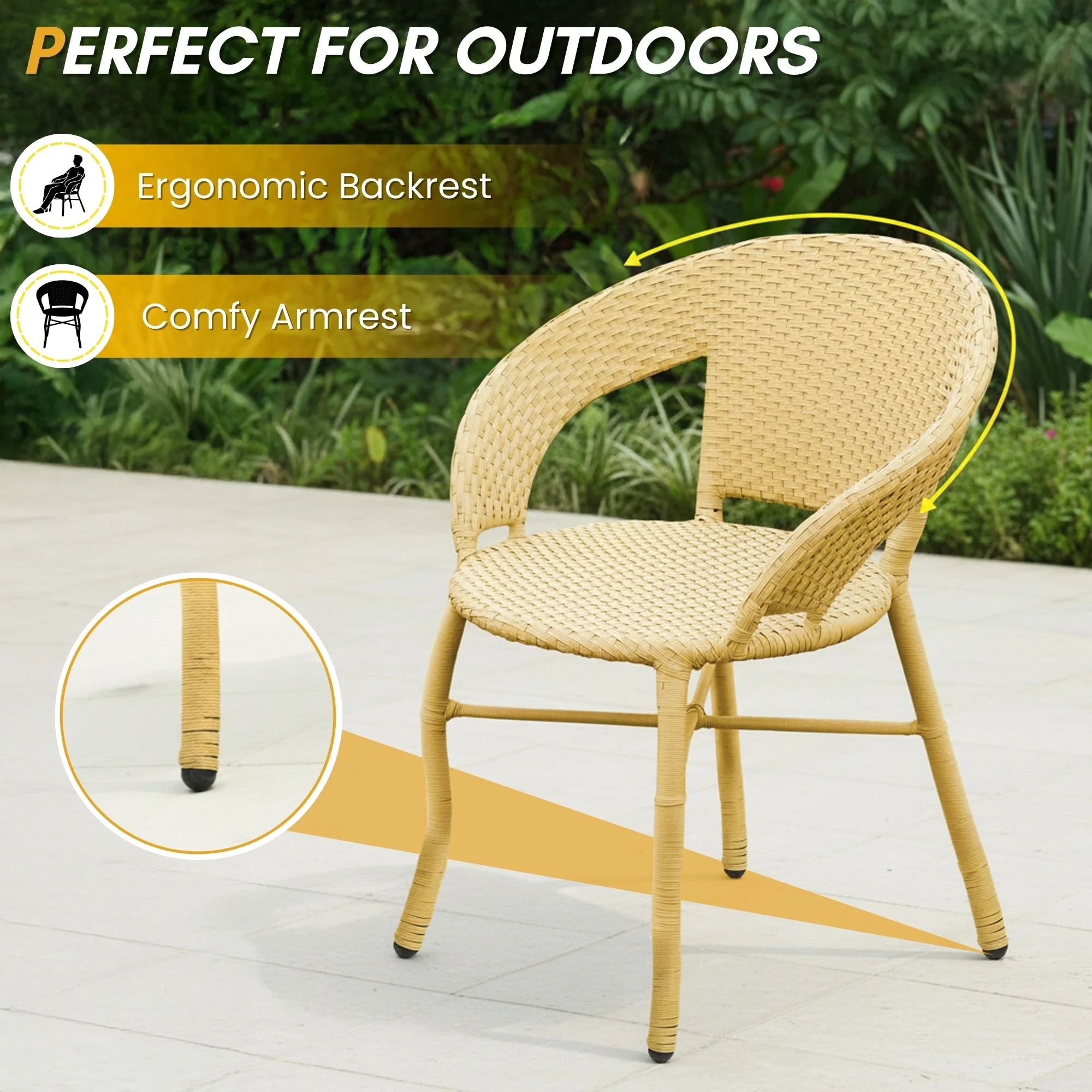 3-Piece Outdoor Rattan Wicker Patio Bistro Set - Image 4