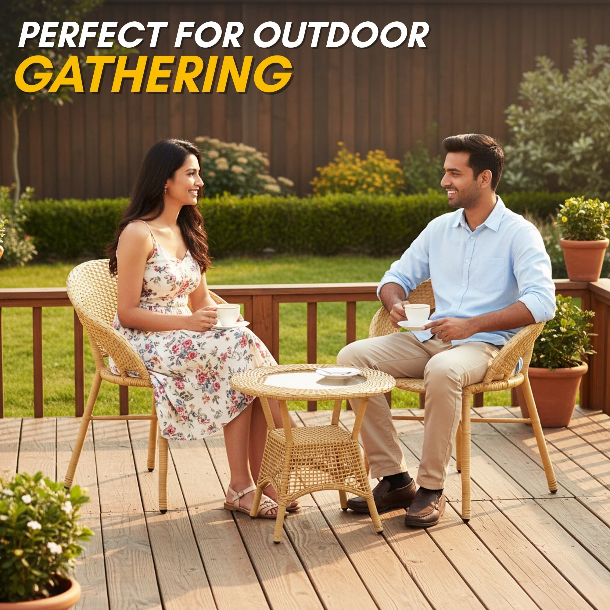 3-Piece Outdoor Rattan Wicker Patio Bistro Set - Image 7