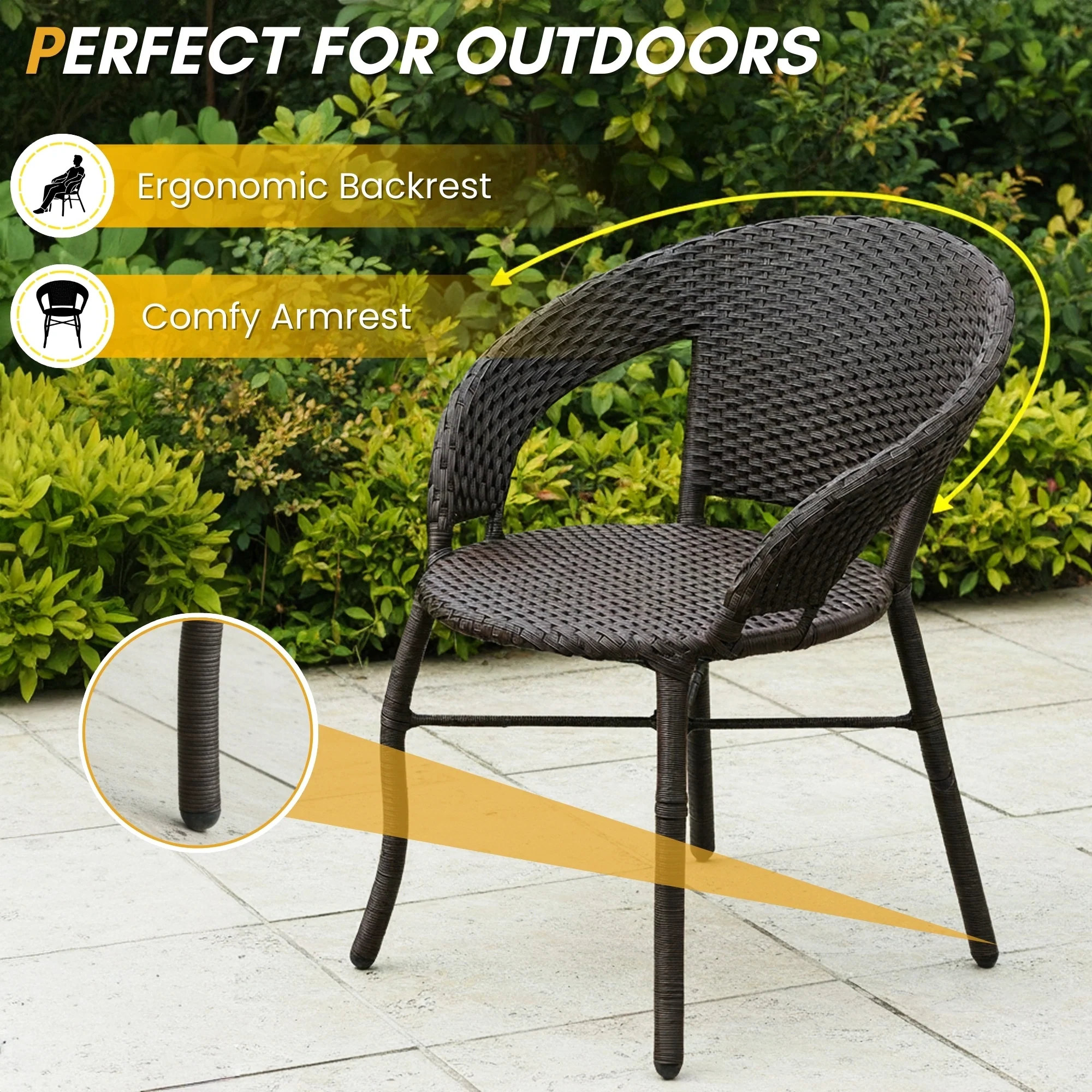 5-Piece Outdoor Rattan Wicker Patio Bistro Set - Image 4