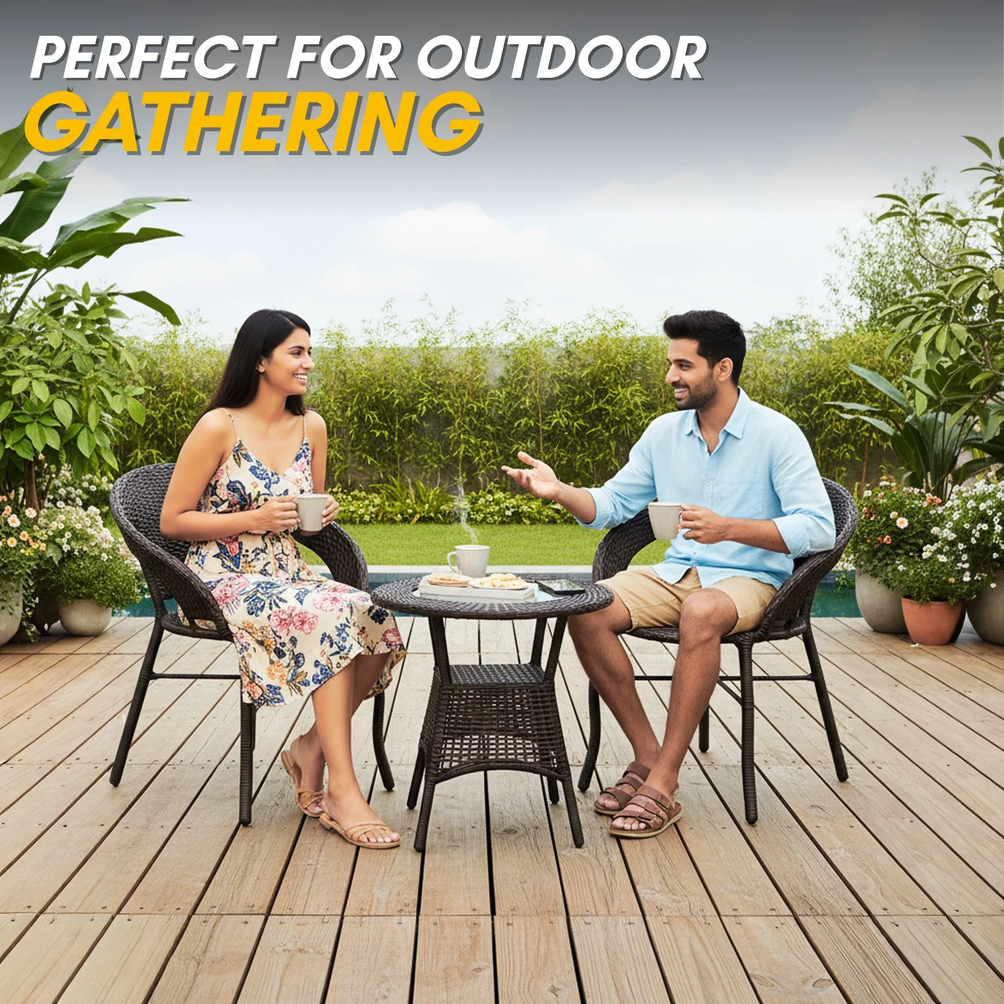 3-Piece Outdoor Rattan Wicker Patio Bistro Set - Image 6