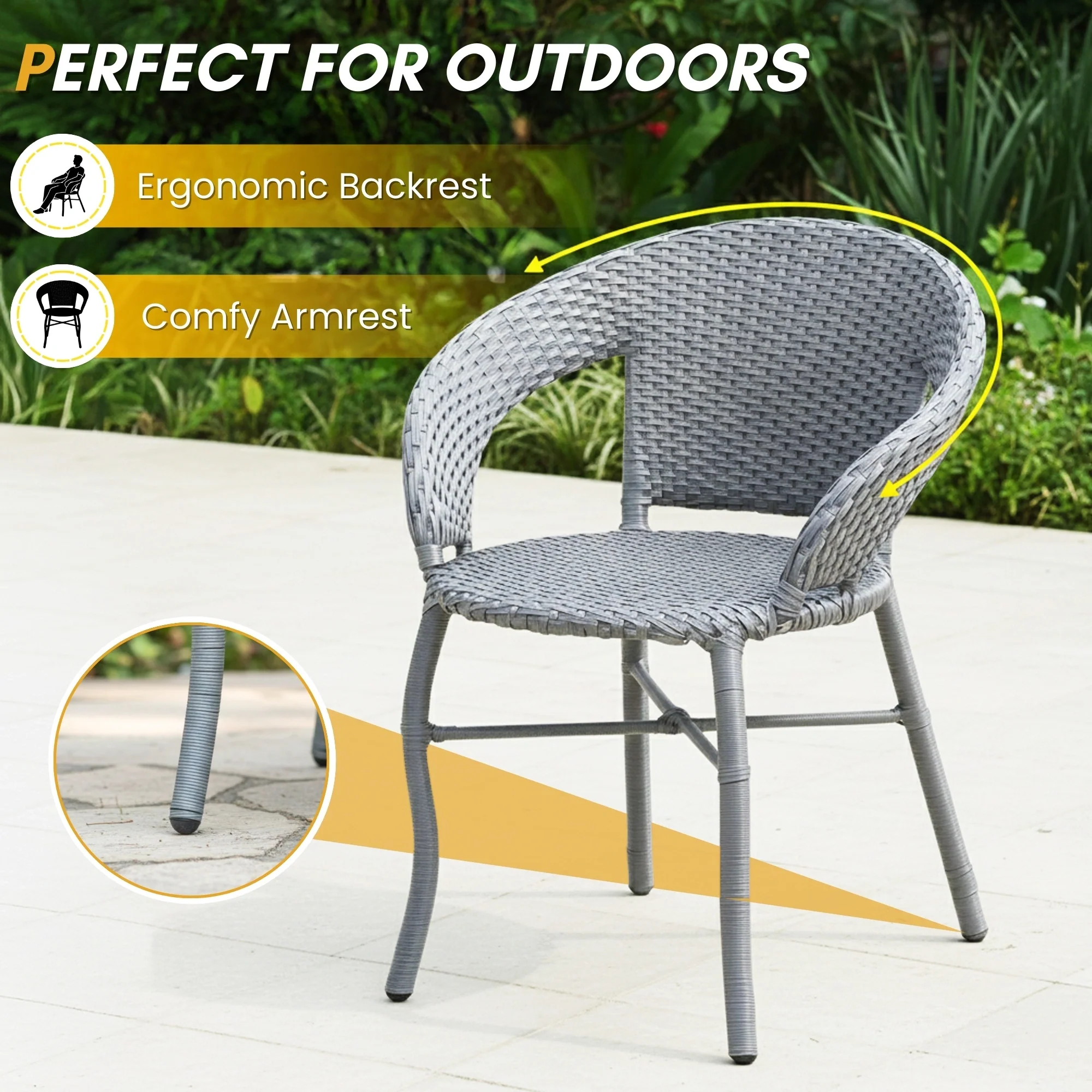 5-Piece Outdoor Rattan Wicker Patio Bistro Set - Image 4