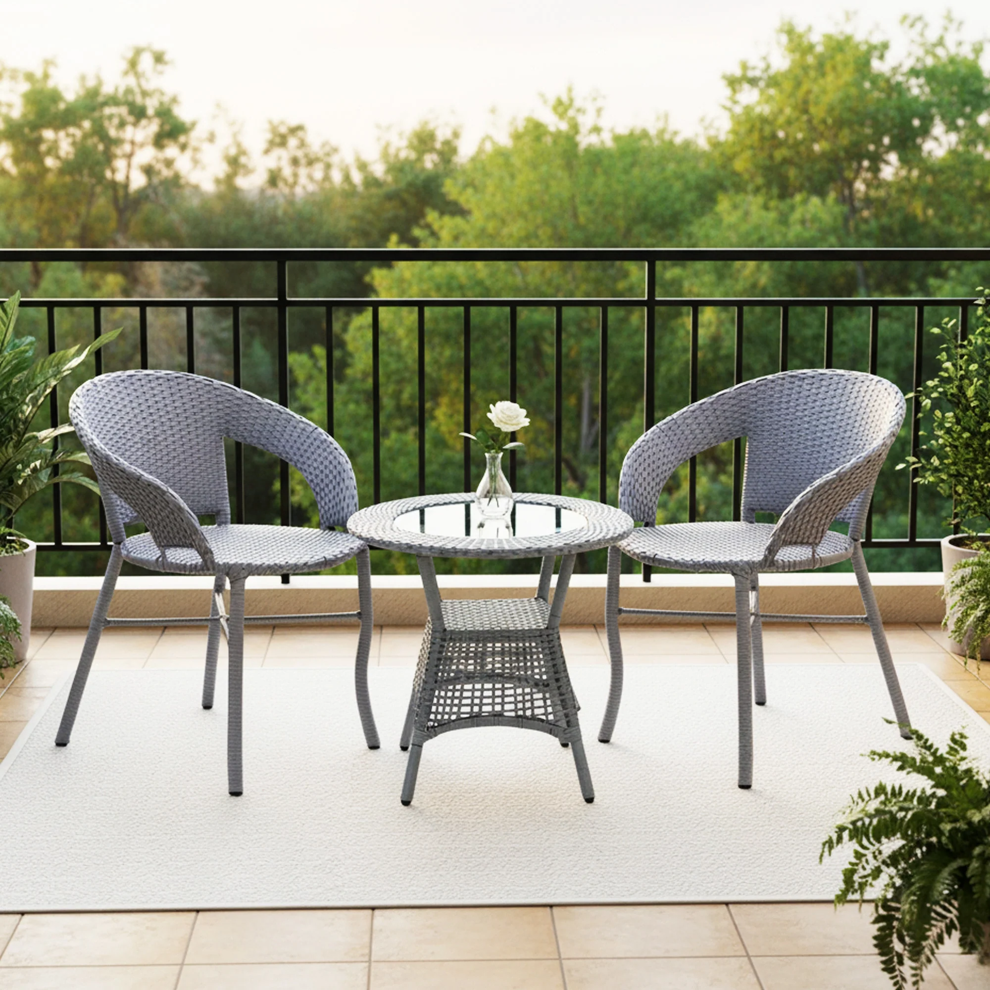 3-Piece Outdoor Rattan Wicker Patio Bistro Set - Image 8