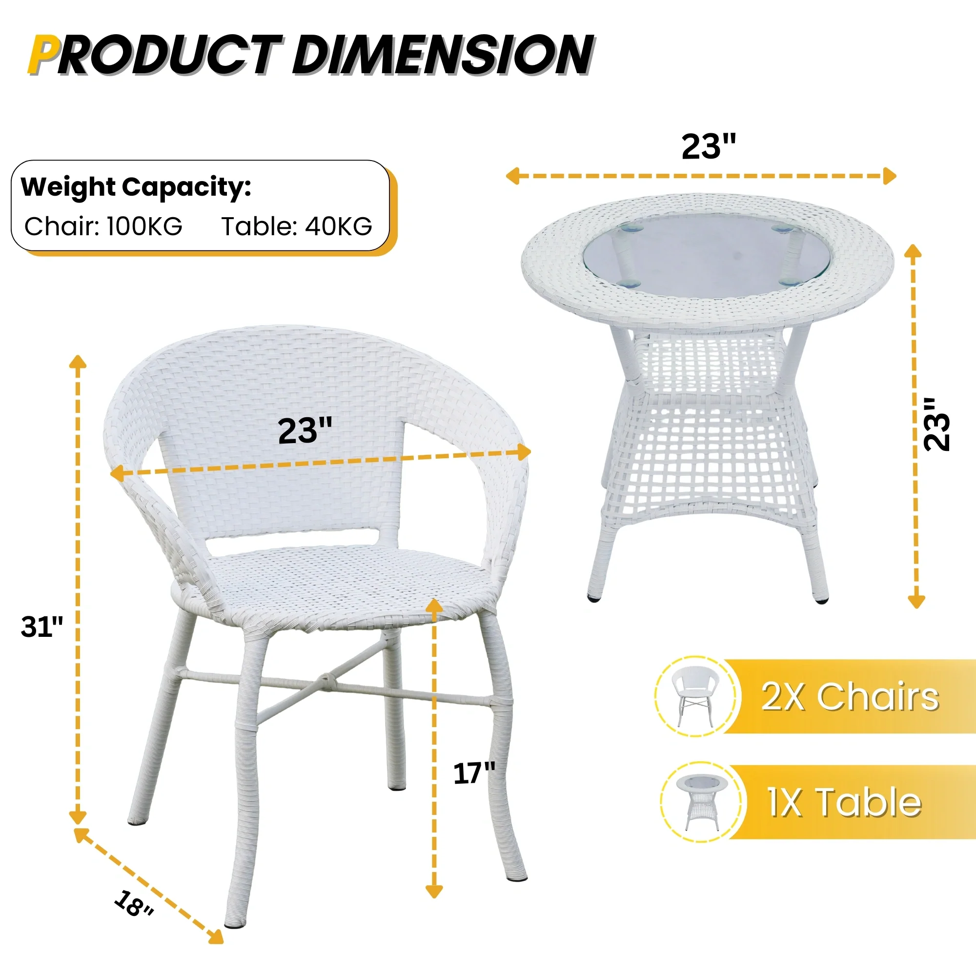 3-Piece Outdoor Rattan Wicker Patio Bistro Set - Image 3