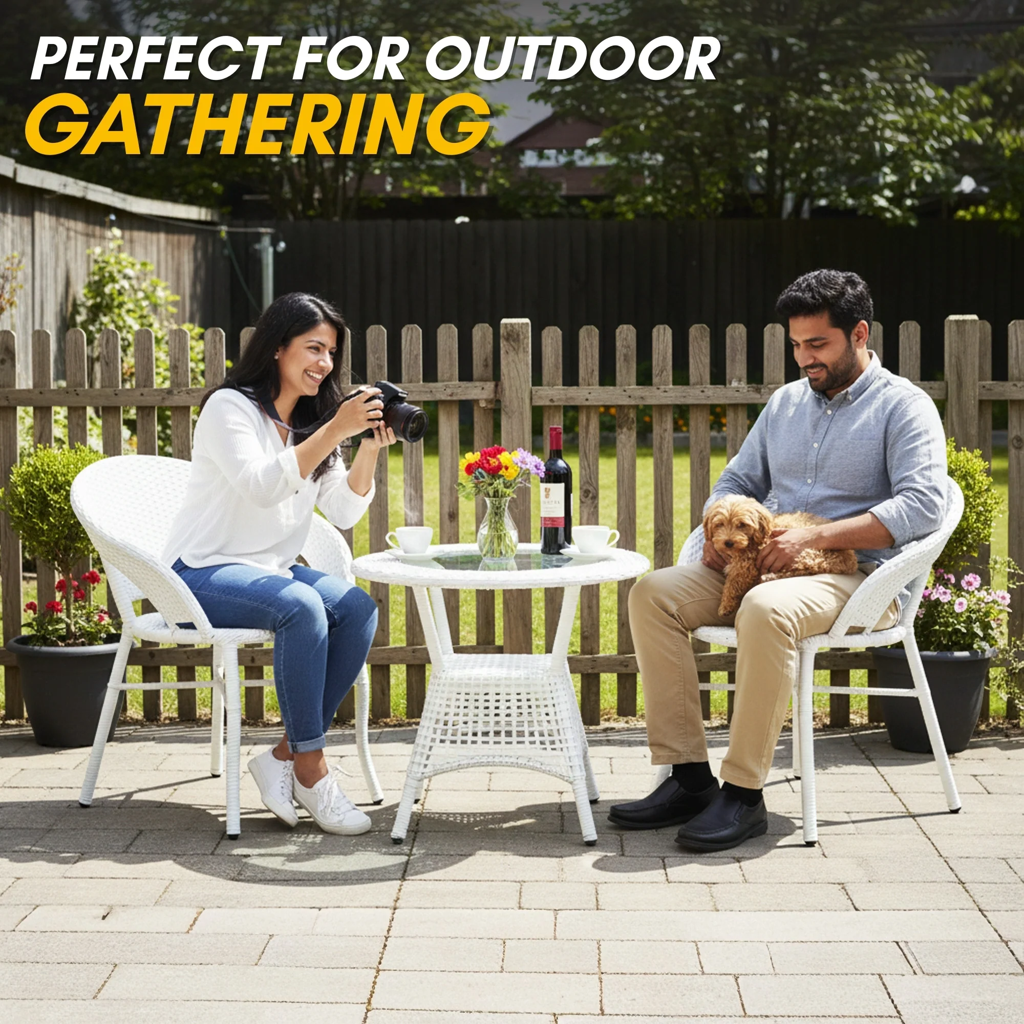 3-Piece Outdoor Rattan Wicker Patio Bistro Set - Image 7
