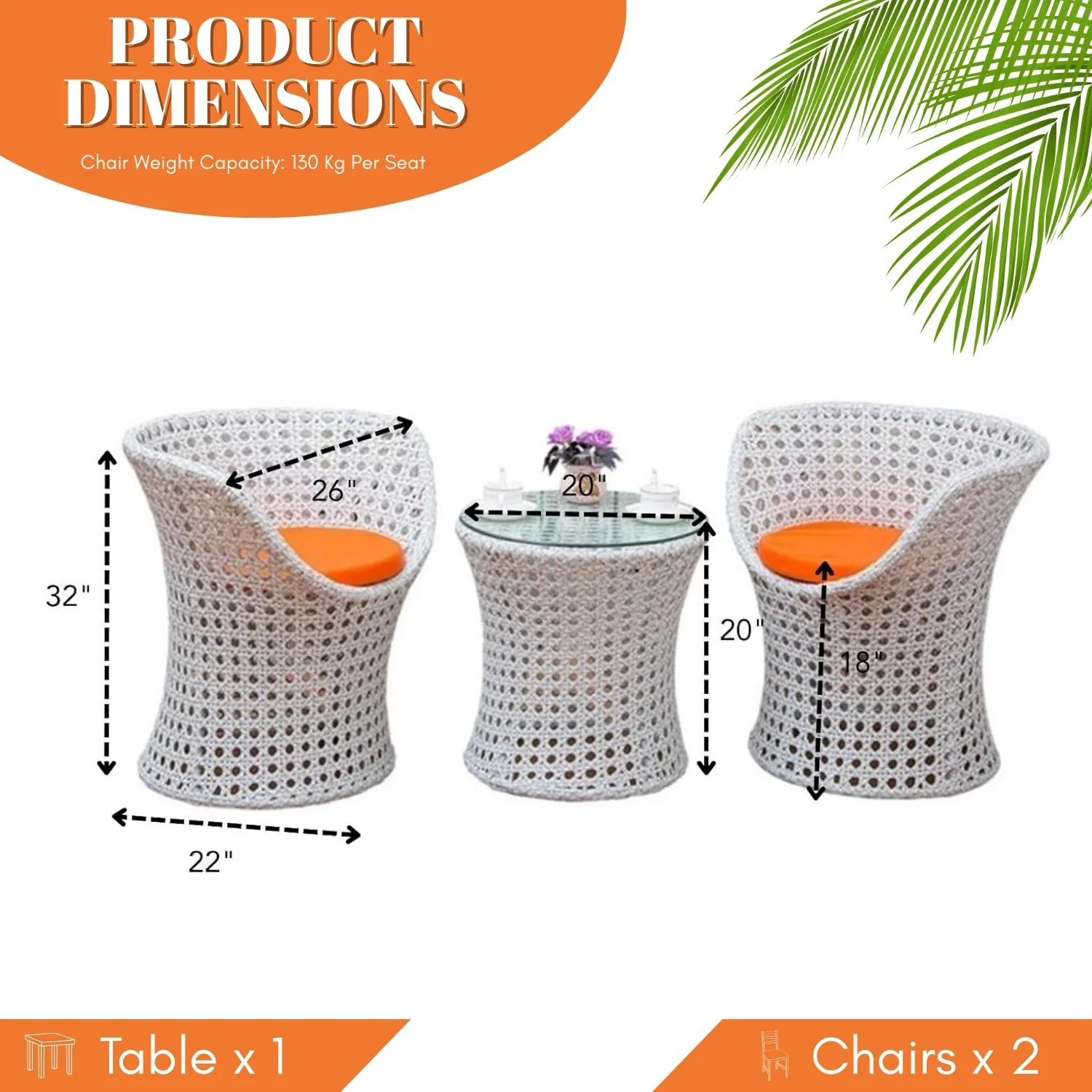 3-Piece Outdoor Rattan Wicker Conversation Set - Image 2